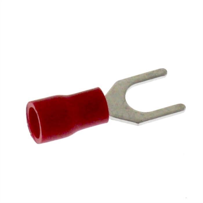 25x Gabelkabelschuh teilisoliert 0,5-1,5mm² Lochdurchmesser M5 Rot Ringzunge Kupfer verzinnt