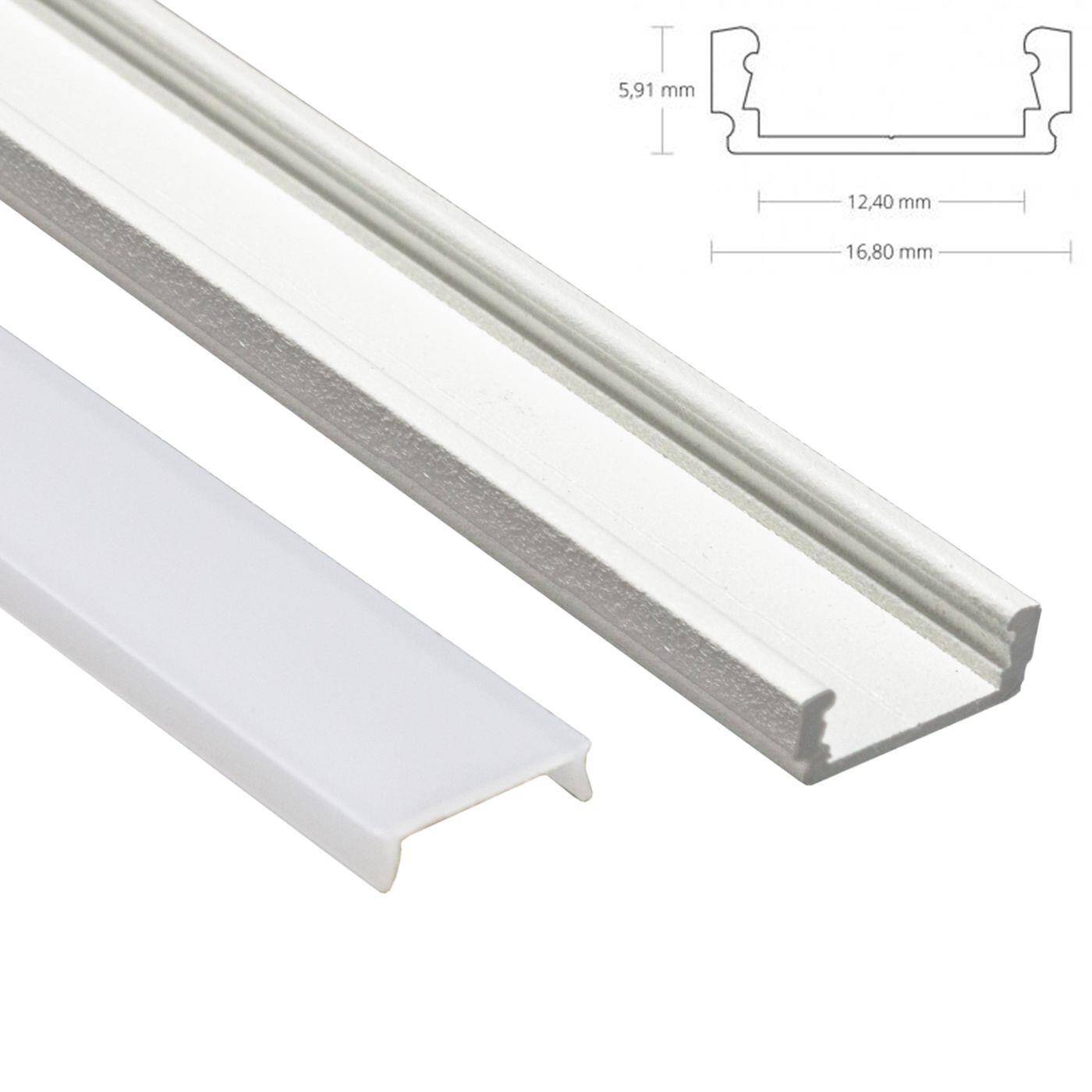 LED Aufbau Profil Set 6m Alu Weiß matte Abdeckung + Zubehör 12mm Streifen