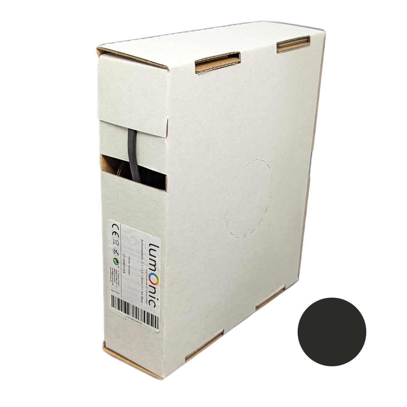 11,5m Heat shrink tubing Box 2:1 3,2 -> 1,6mm Black Flexible