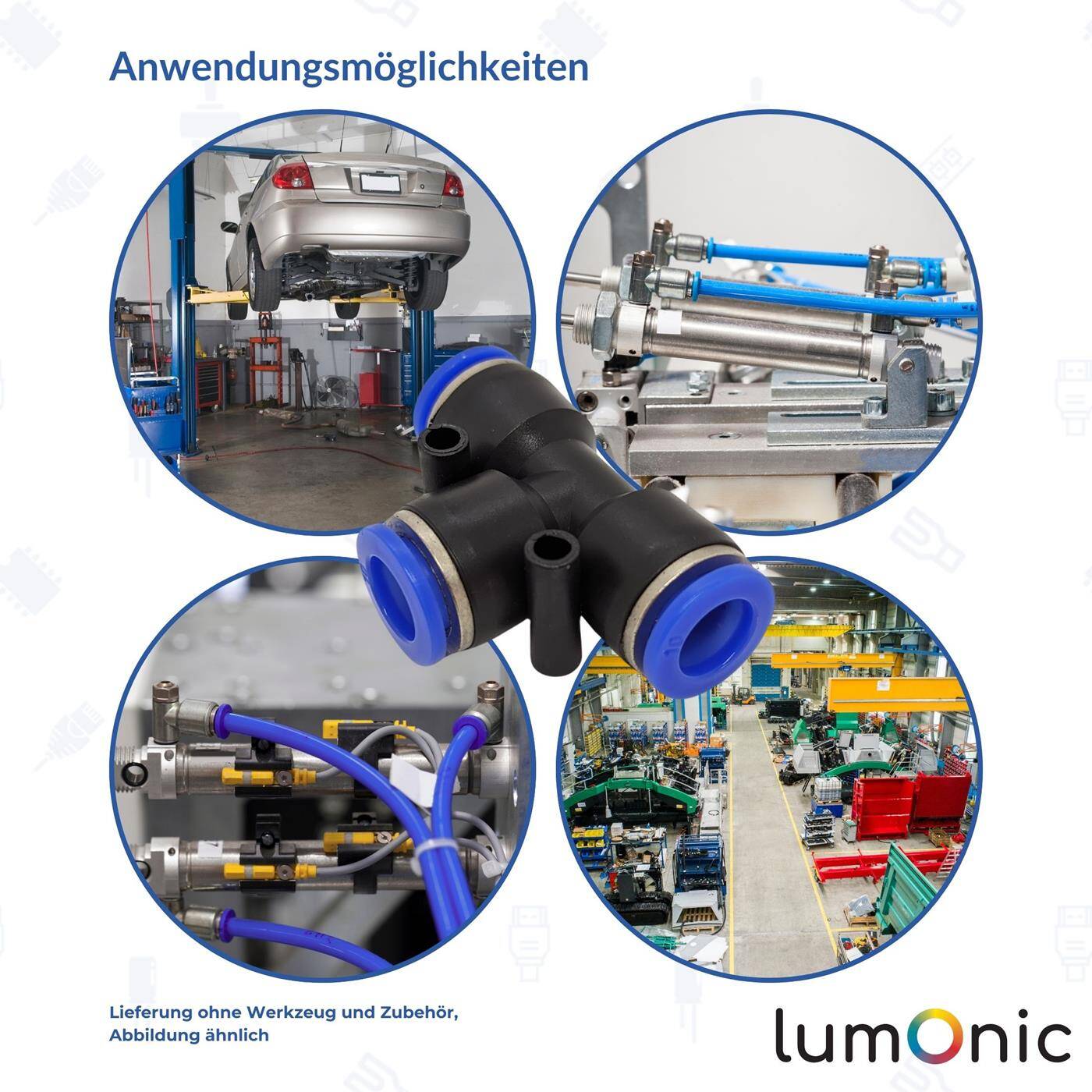 PU hose T-connector 10mm T-piece Push-in Pneumatic plug connector T-distributor Compressed air PU hose T-connector 10mm T-piece Push-in Pneumatic plug connector T-distributor Compressed air