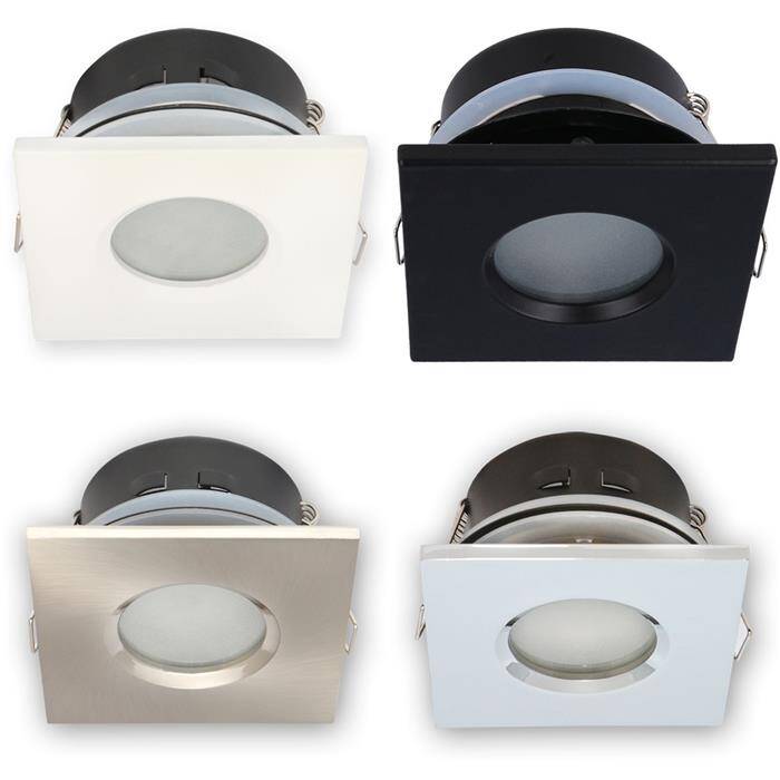 LED Einbaurahmen Bad Feuchtraum Quadratisch IP44 84x84x50mm Weiß Aluminium Schwenkbar Spot GU10 MR16 LED Einbaurahmen Bad Feuchtraum Quadratisch IP44 84x84x50mm Weiß Aluminium Schwenkbar Spot GU10 MR16