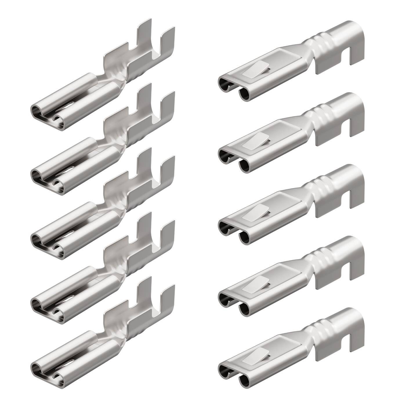 10x Flat receptacle blank 0,5-0,8mm² Plug-in dimension 0,5x2,8mm Connectors Brass tinned