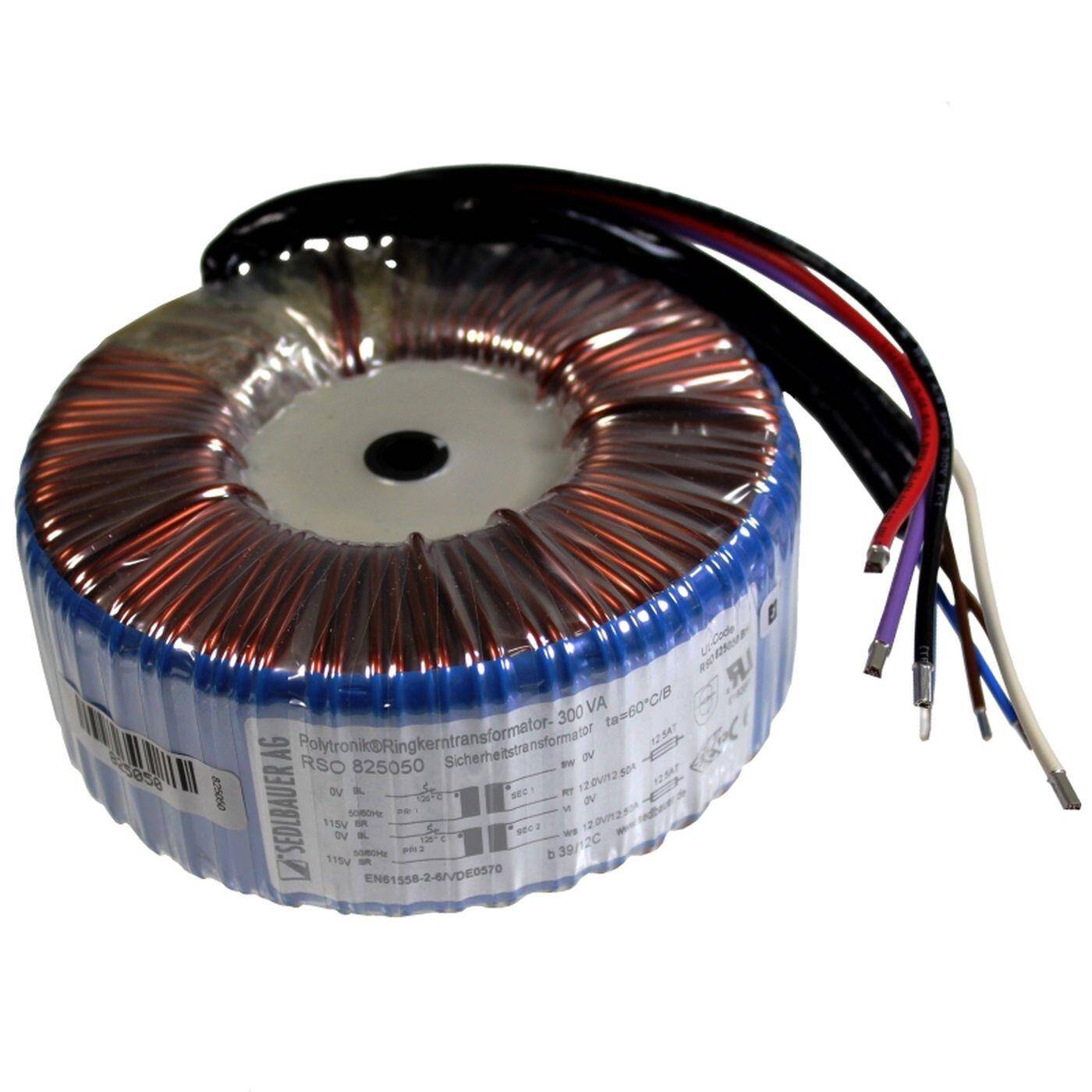 Toroidal transformer 300VA 2x115V 2x12V 24V Lumonic RSO-825050