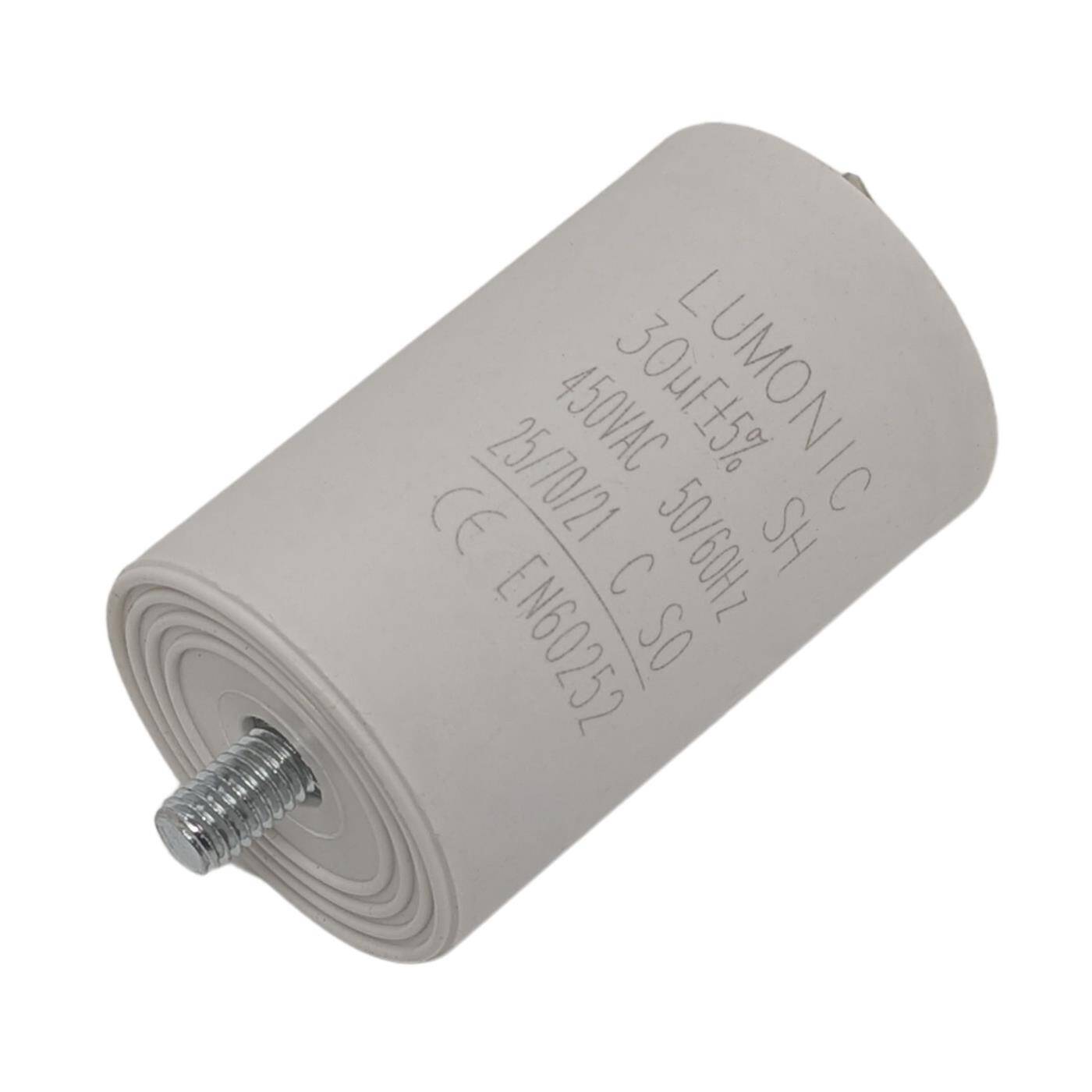 Anlaufkondensator mit Stecker 6,3x0,8mm 30µF 450V 45x75mm 30uF Motorkondensator mit Kunststoffgehäuse