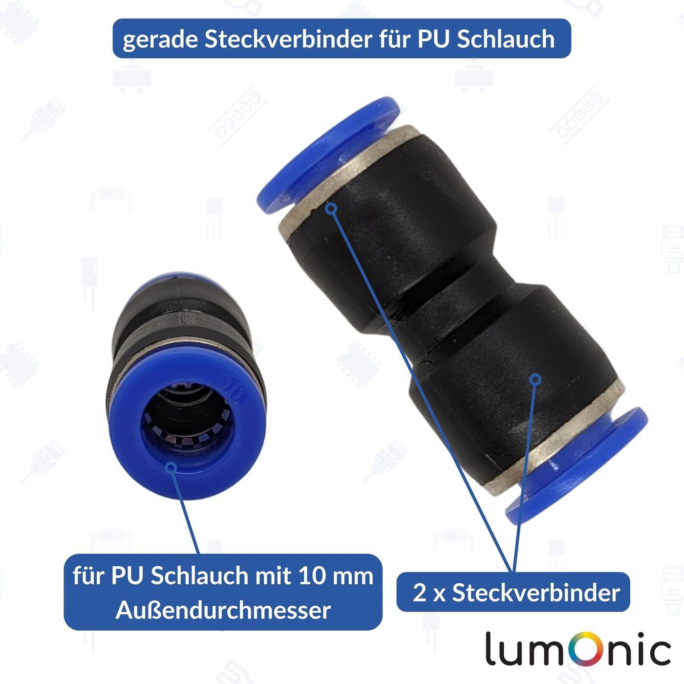 PU hose connector 10mm straight Quick release fastener Pneumatic plug connector Hose connector Compressed air