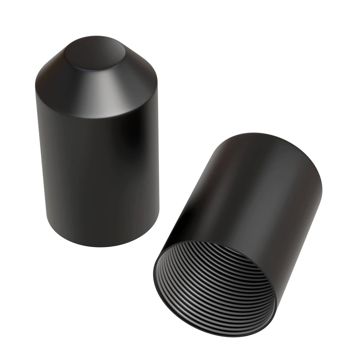 Heat-shrink end cap with adhesive 75 -> 36mm black Ratio 2:1 cross-linked polyolefin Shrink cap for cables, pipes and ropes