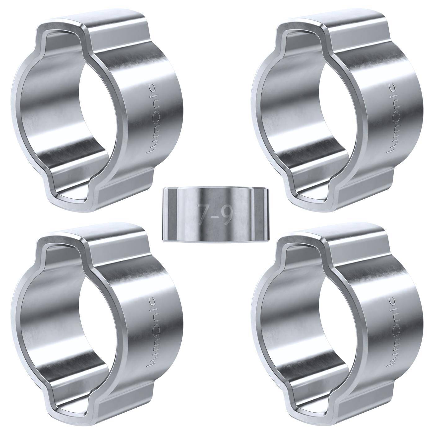 Lumonic I 5x 2-ear clip 7-9mm I Steel Galvanised I Two-ear clamp I Hose clamp I for Compressed air, Pipe systems, Garden, CAR