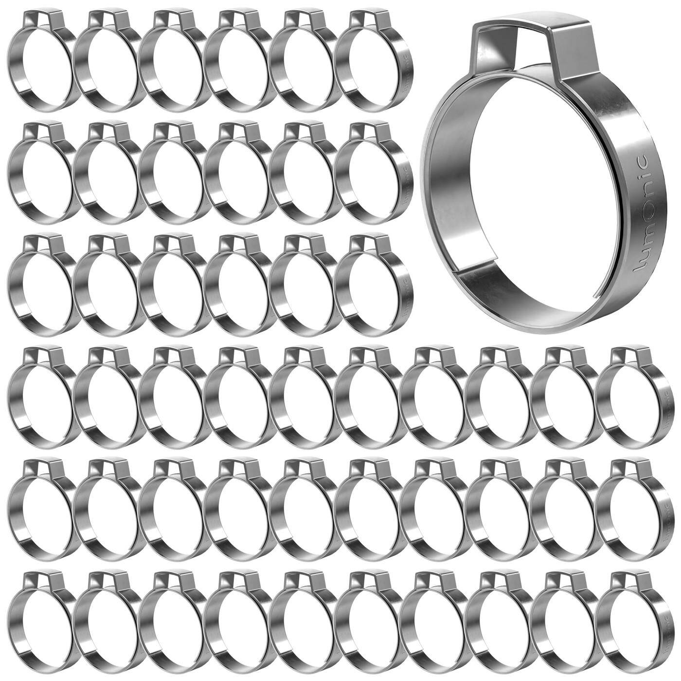 50x 1-ear clip 25,4-28,6mm V2A Stainless steel Single ear clip Hose clamp for Compressed air, Pipe systems, Garden, CAR