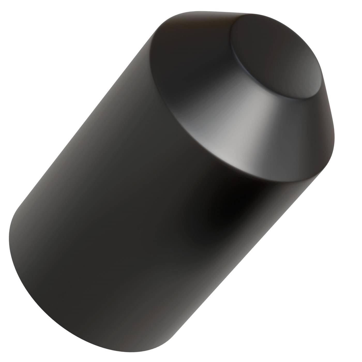 Heat-shrink end cap with adhesive 75 -> 36mm black Ratio 2:1 cross-linked polyolefin Shrink cap for cables, pipes and ropes