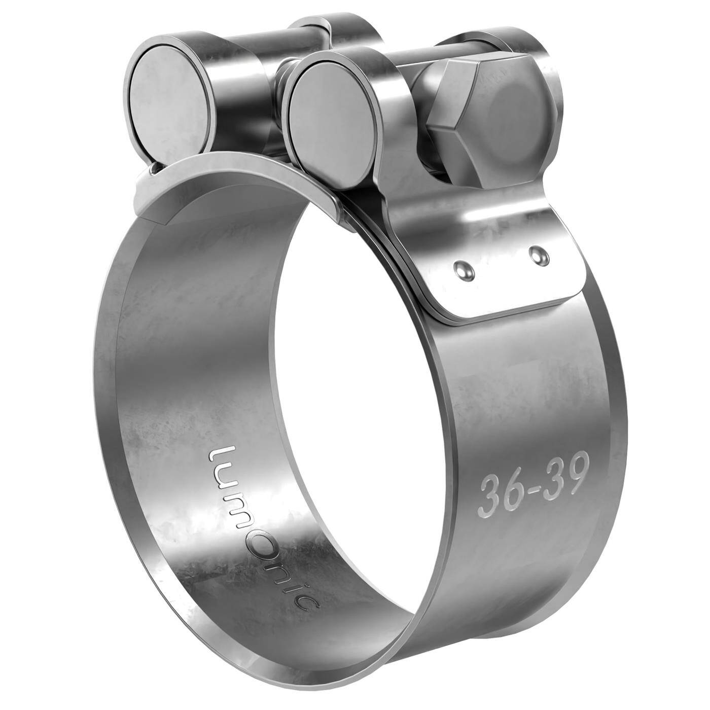 1x Lumonic Gelenkbolzenschelle Edelstahl 36-39mm V2A Auspuffschelle für Bau PKW LKW