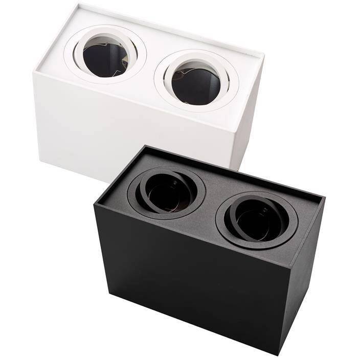 LED Aufbaurahmen Twin Quadratisch 175x95x125mm Weiß Aluminium Schwenkbar Spot GU10 MR16 LED Aufbaurahmen Twin Quadratisch 175x95x125mm Weiß Aluminium Schwenkbar Spot GU10 MR16