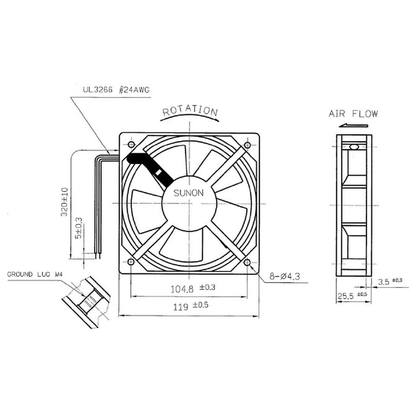 Lüfter 230V AC 18W 120x120x25mm 108,7m³/h 2000U/Min 108,7m³/h Sunon DP201AT2122HSL Lüfter 230V AC 18W 120x120x25mm 108,7m³/h 2000U/Min 108,7m³/h Sunon DP201AT2122HSL