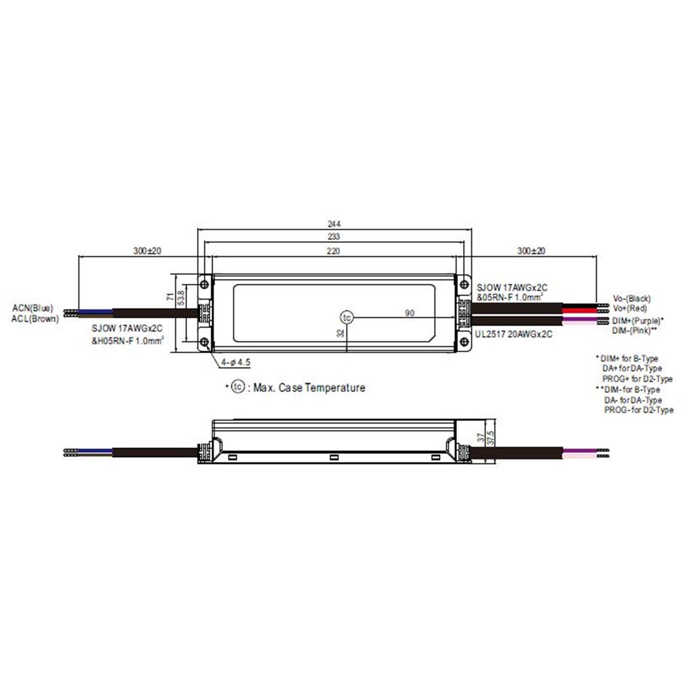 ELG-240-24B-3Y 240W 24V 10A LED Netzteil Trafo Treiber IP67 Dimmbar 0-10V PWM