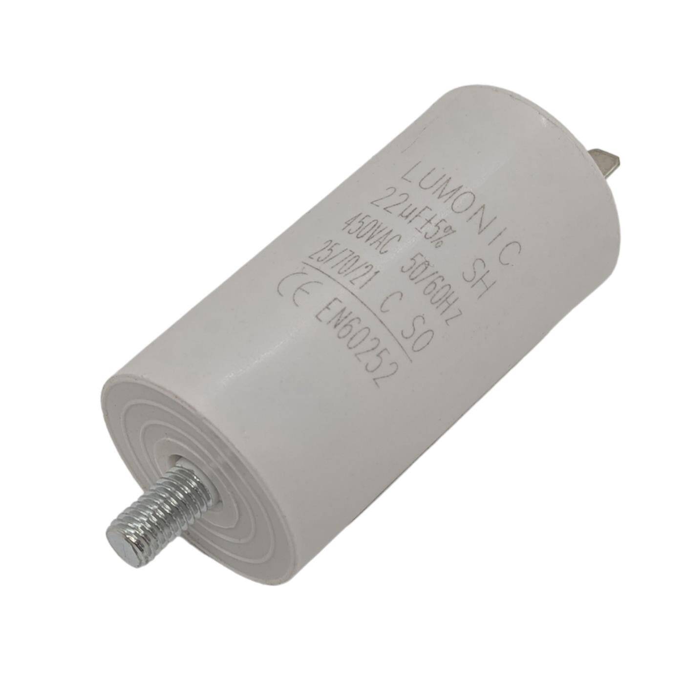 Anlaufkondensator mit Stecker 6,3x0,8mm 22µF 450V 38x75mm 22uF Motorkondensator mit Kunststoffgehäuse