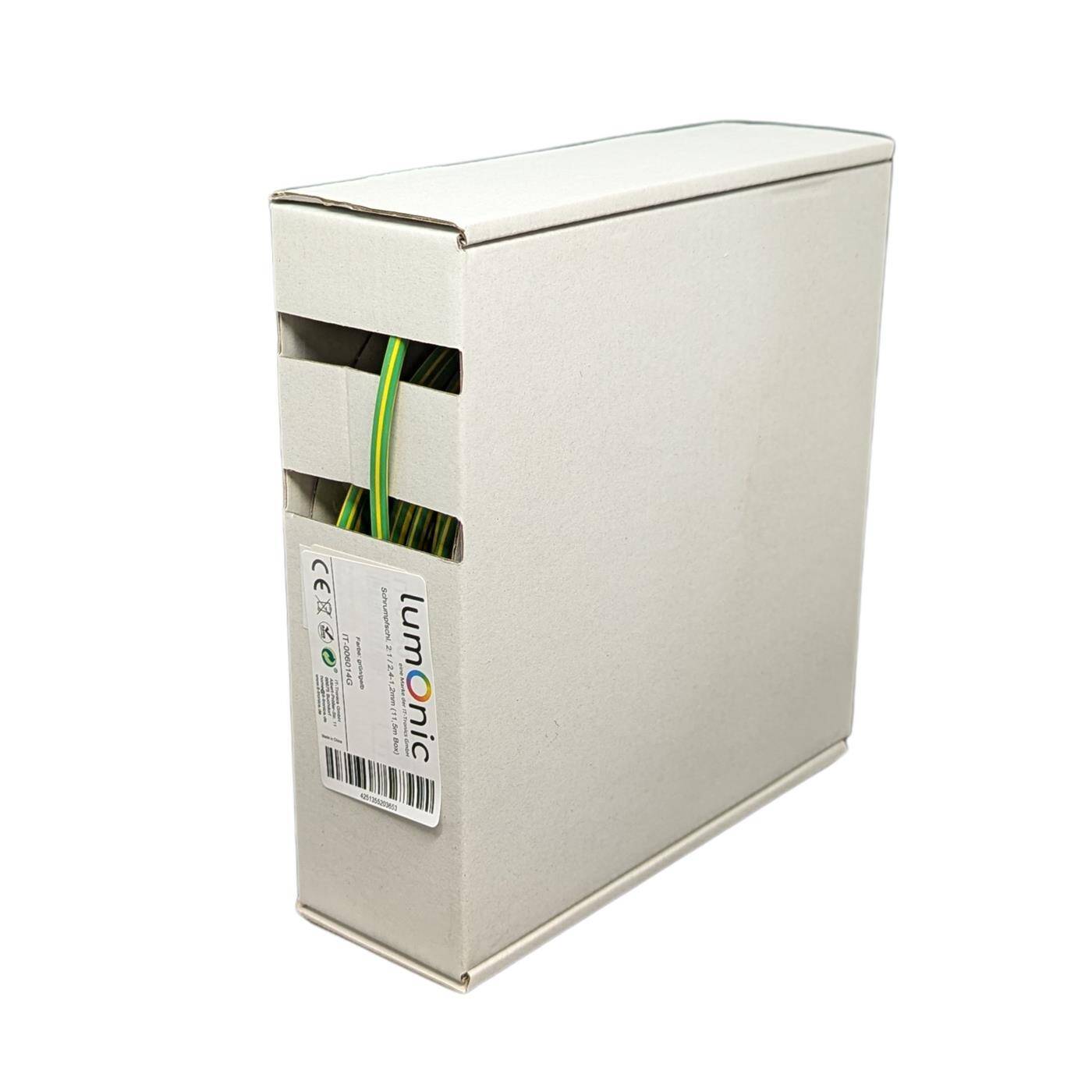 11,5m Heat shrink tubing Box 2:1 2,4 -> 1,2mm Green Yellow