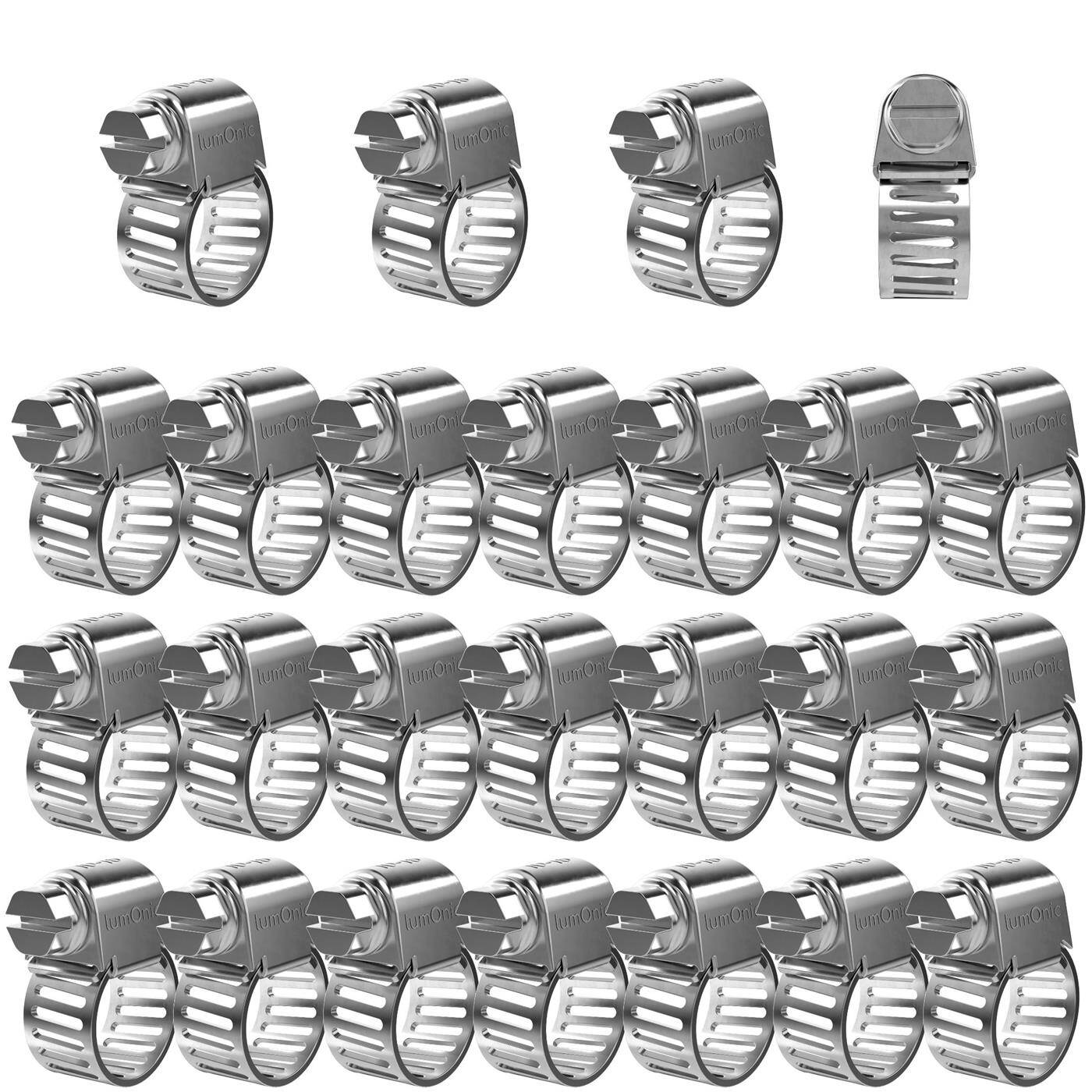 Lumonic 25x 10-16mm Schlauchschelle Edelstahl V2A 201 I einstellbare Schlauchschellen zum Schrauben I für Rohre Schläuche Waschmaschine KFZ Auto Haus Garten