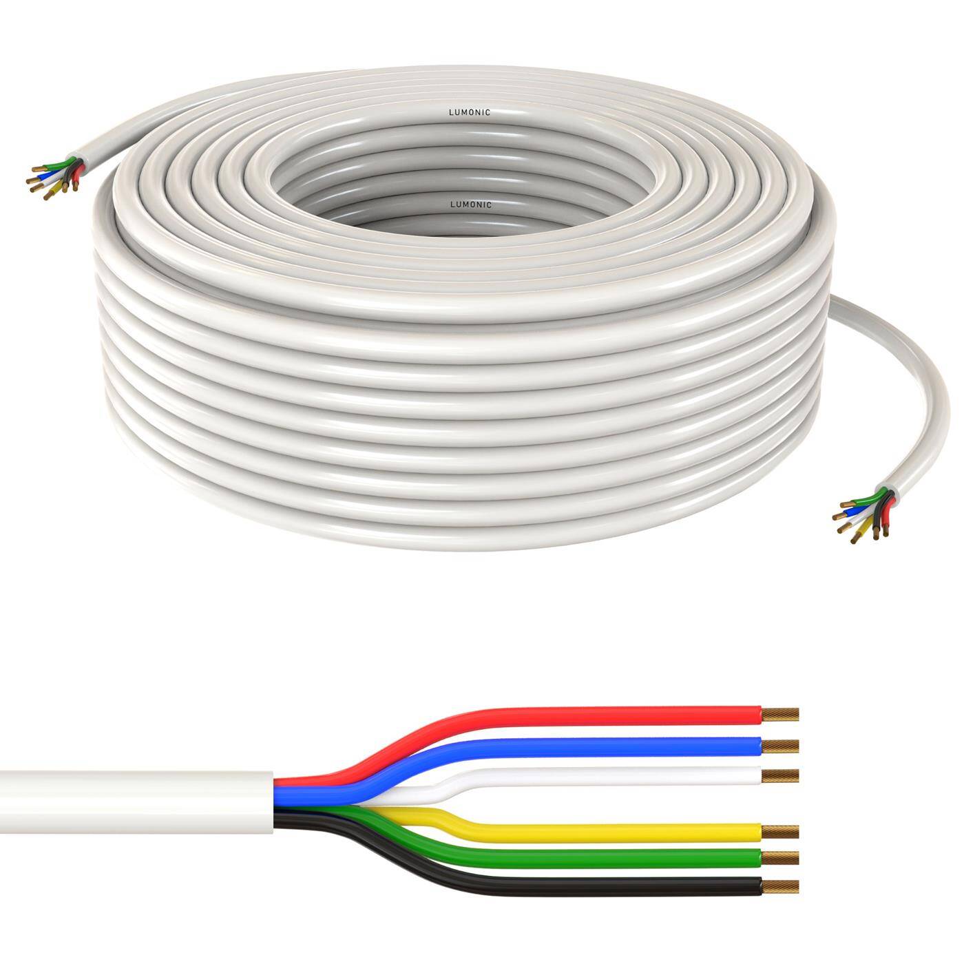 1m RGBW CCT LED Steuerleitung 6x 0,34mm² LiYY Verlängerung 6 adrig Stromkabel Weiß