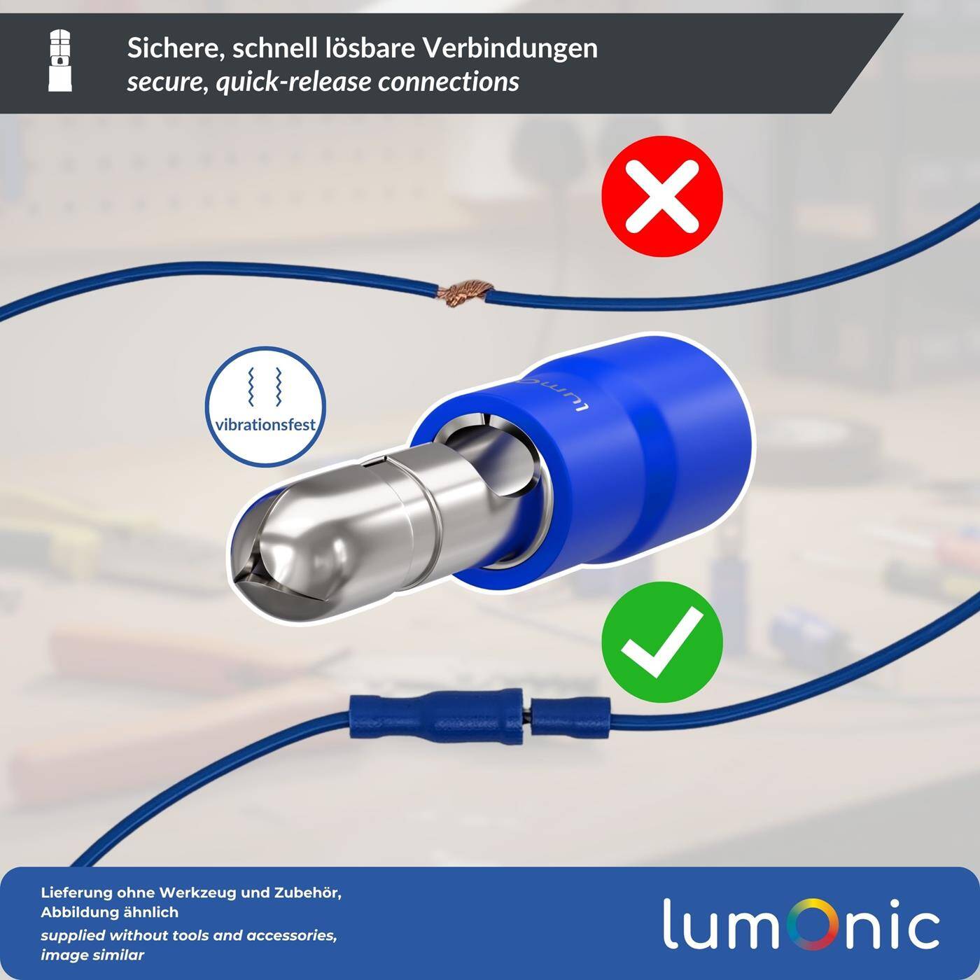 25x Rundstecker vollisoliert 1,5-2,5mm² Stiftdurchmesser 5mm Blau Steckverbinder Zinn
