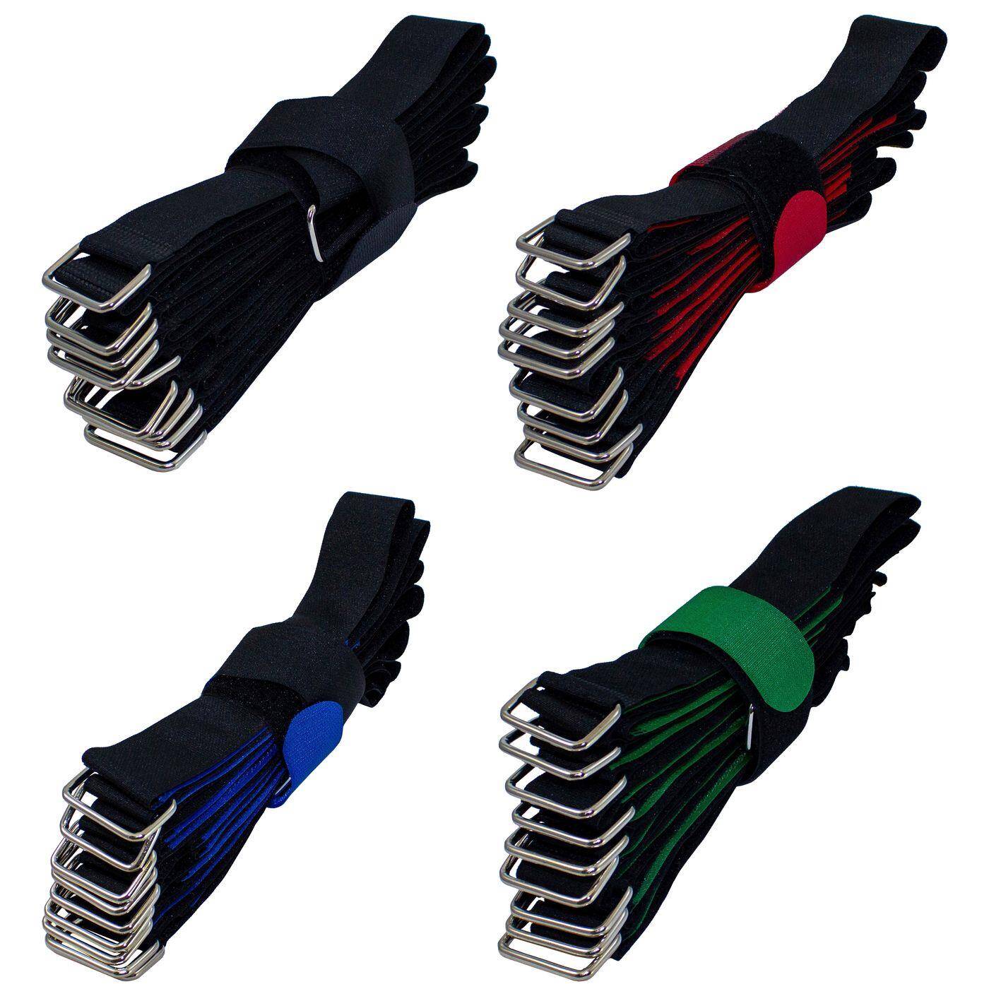 10x Hook + Loop Cable tie 800 x 38mm Black crossed  Hook + Loop fastener