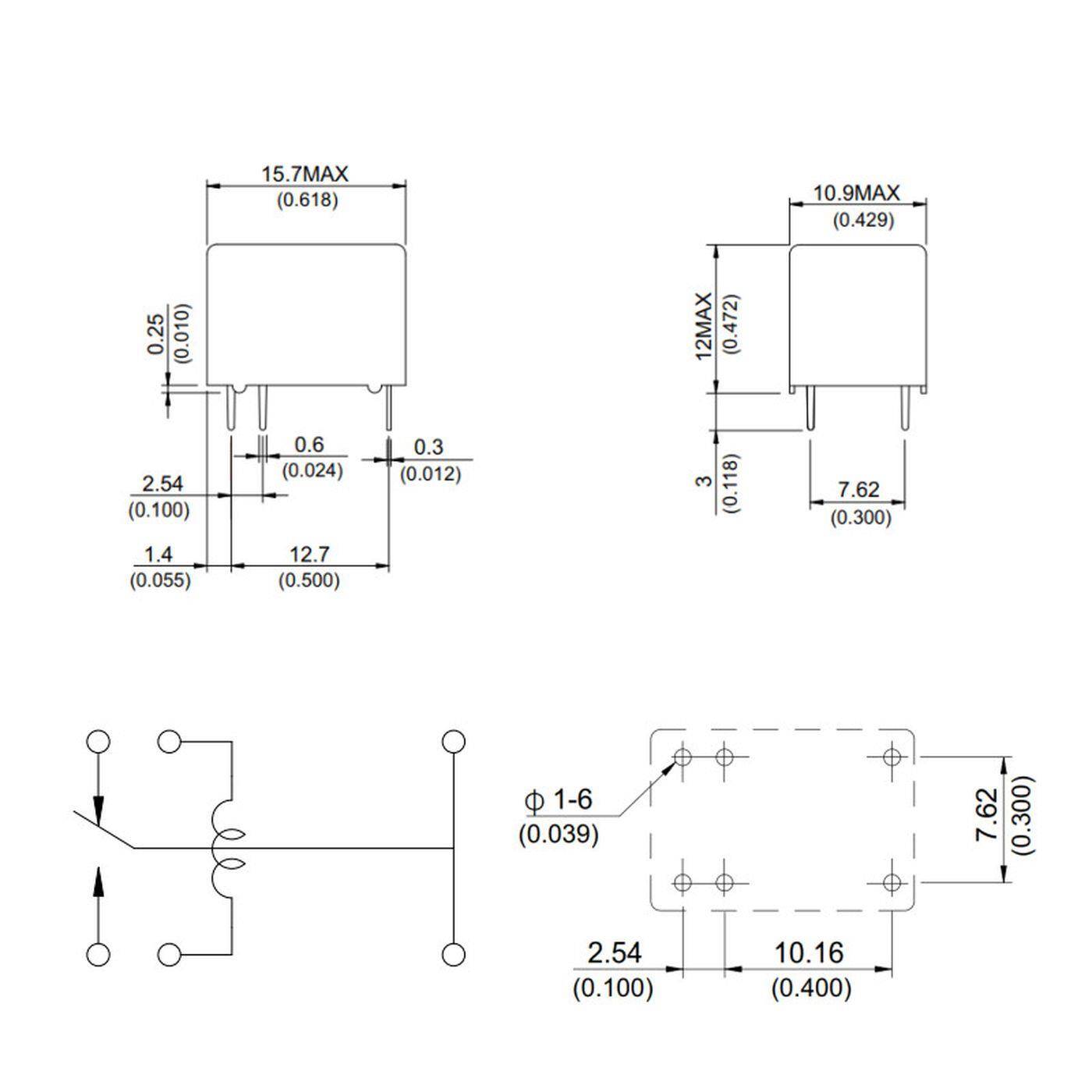 Print Relay 12V Song Chuan 842-1C-S 12VDC 12VDC 3A 125V Changeover contact