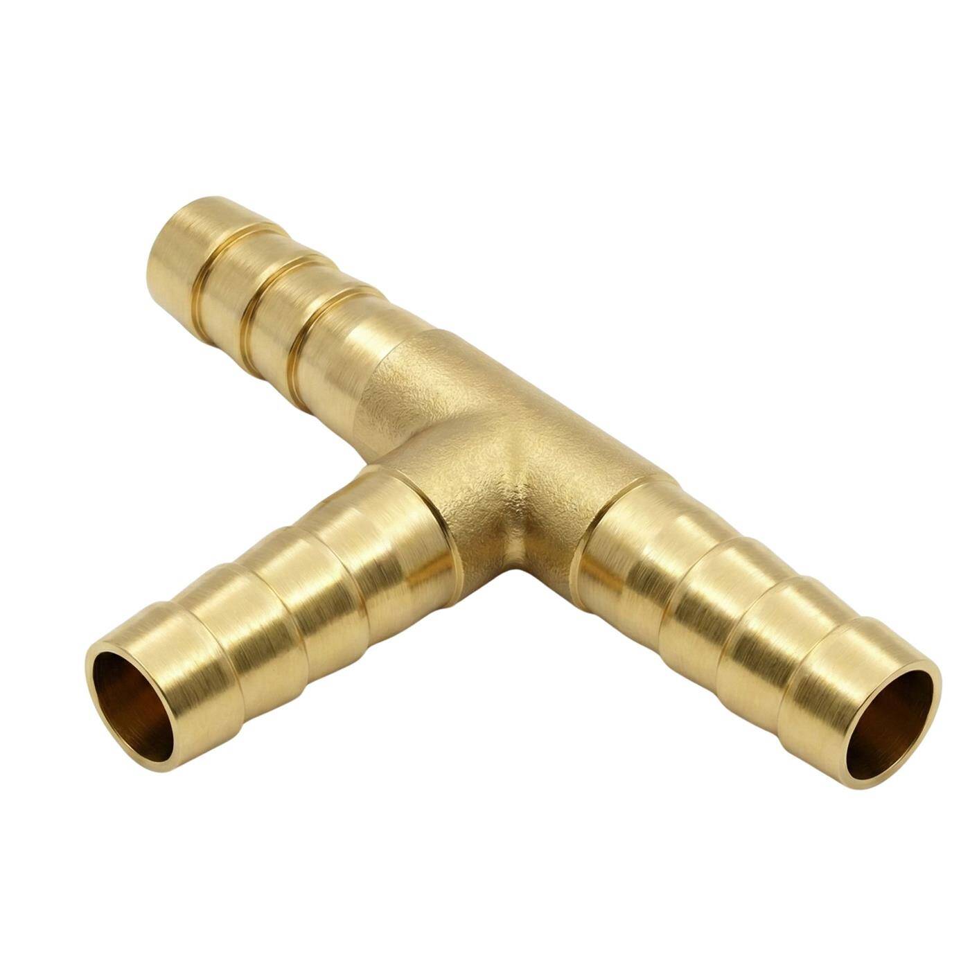 T-Schlauchverbinder für 6mm (1/4") Schlauch aus Messing T-Verbinder T-Stück mit Dornenprofil Druckluft & Wasser für Werkstätten, Betriebe und Heimwerker