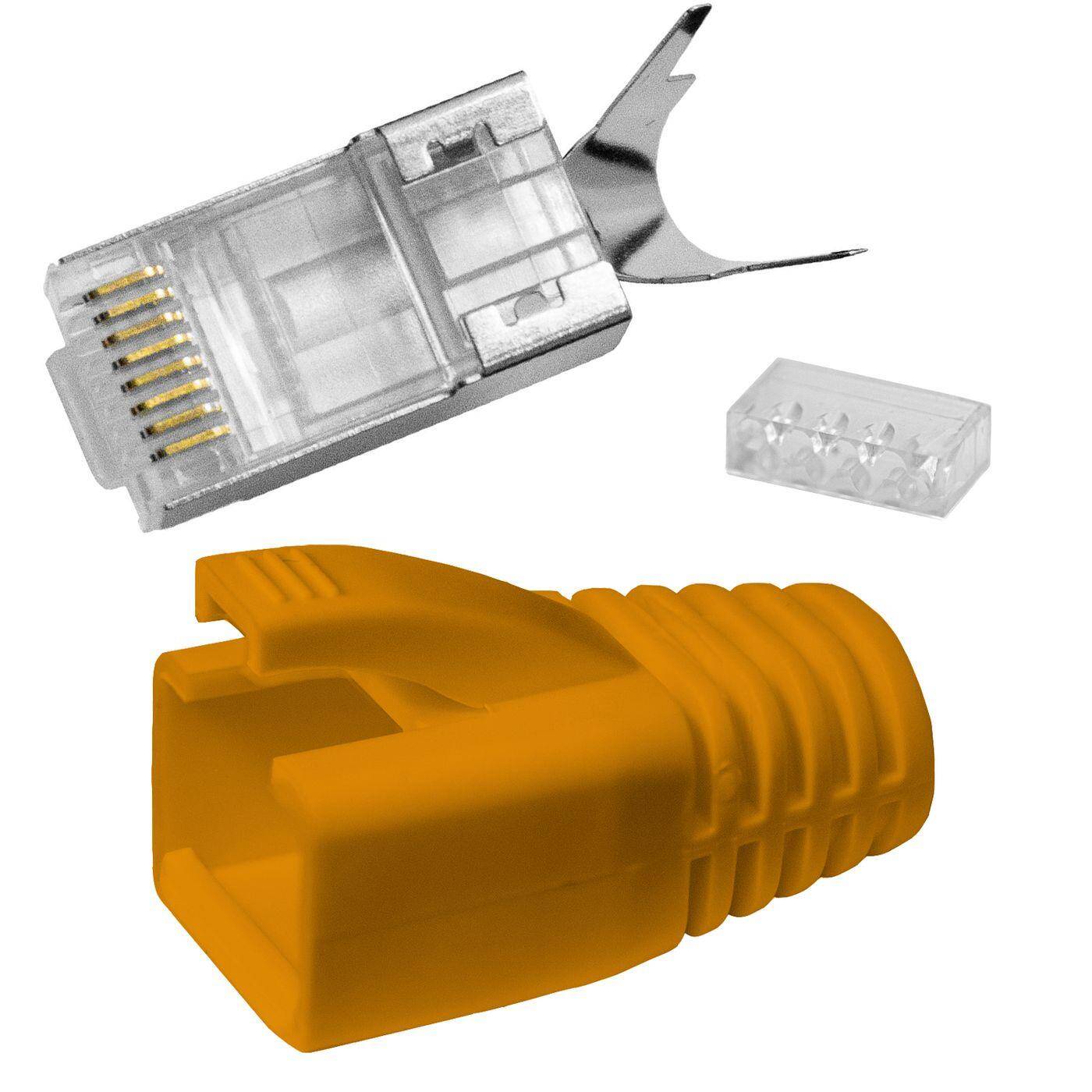 10x Netzwerkstecker RJ45 Stecker Orange CAT5 CAT6 CAT7 LAN vergoldete Kontakte