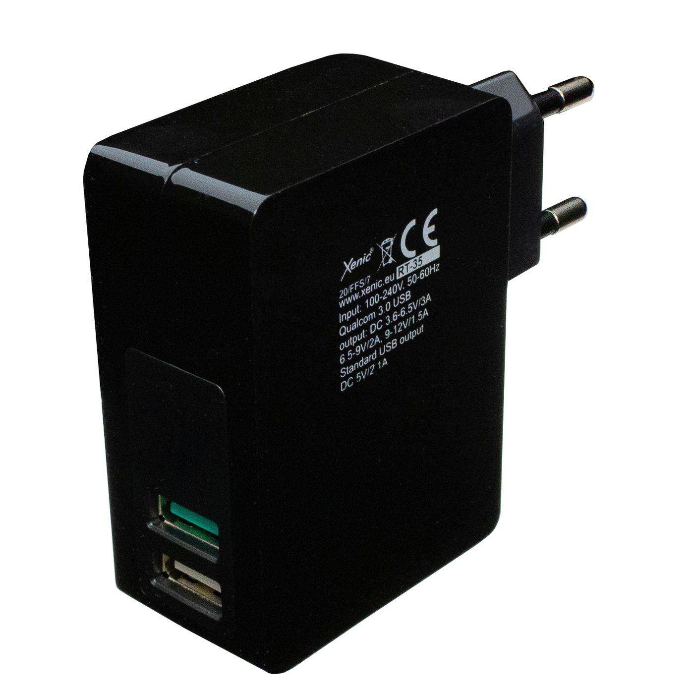 3A 2xUSB Mobile Charger black Xenic RT-35 Black 15W AC DC Adpater