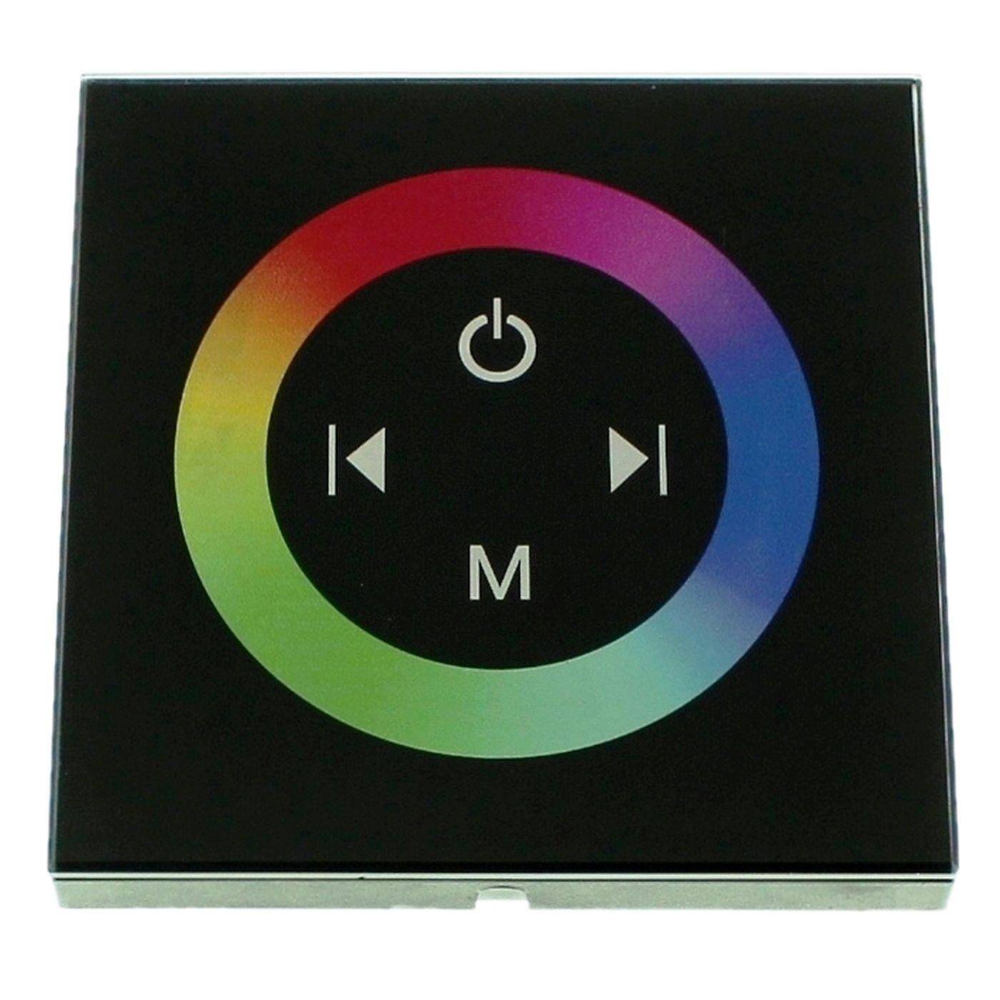 RGB LED Touch Panel Controller schwarz TM08 12...24V 288W Glas Design Optik RGB; 4-Pin