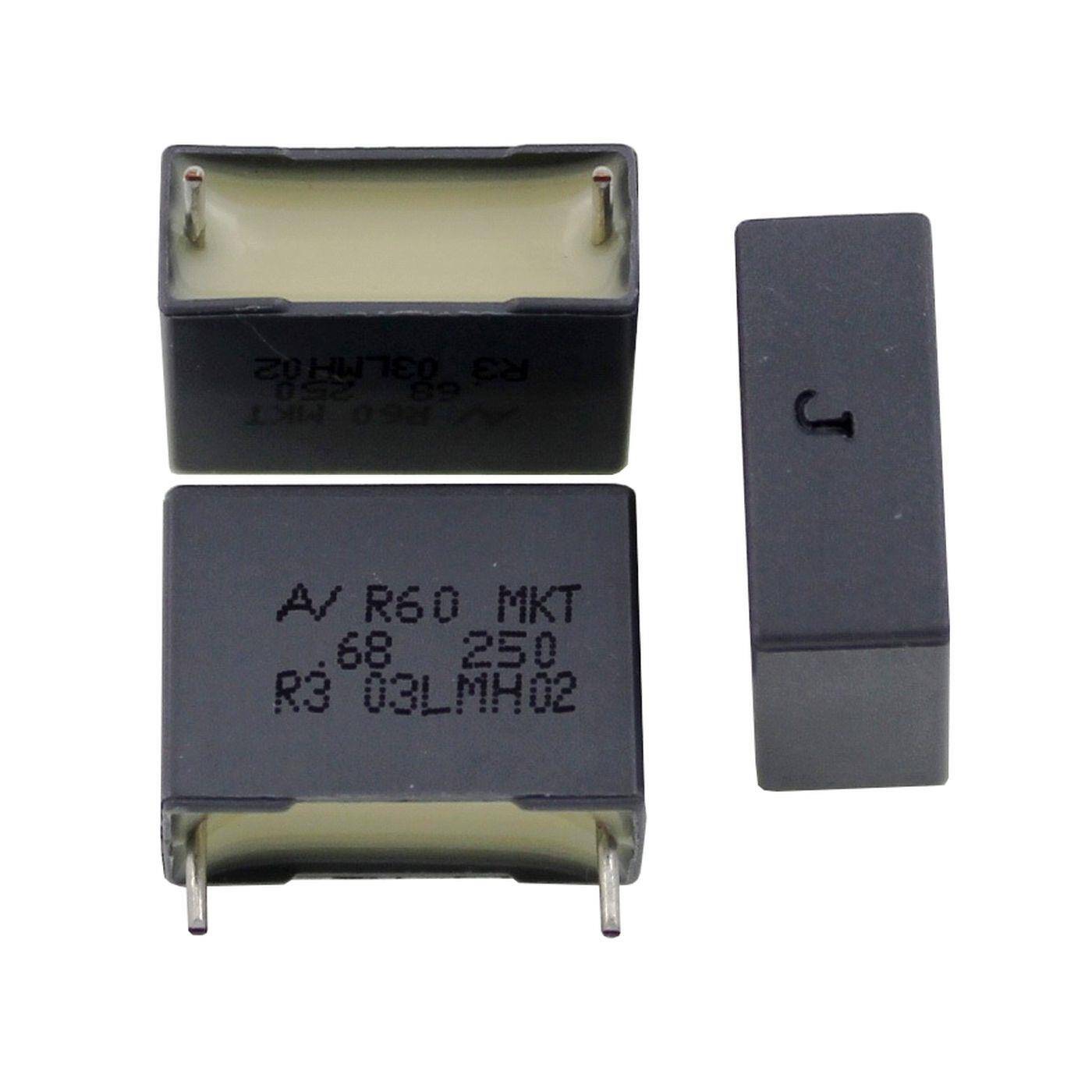 Arcotronics MKT Foil Capacitor | 0,68µF 250V DC I 2-Pin Connection I 2-Pin I 0,68uF, 680nF I Capacitor for crossover networks of loudspeakers or for interference suppression of electrical devices