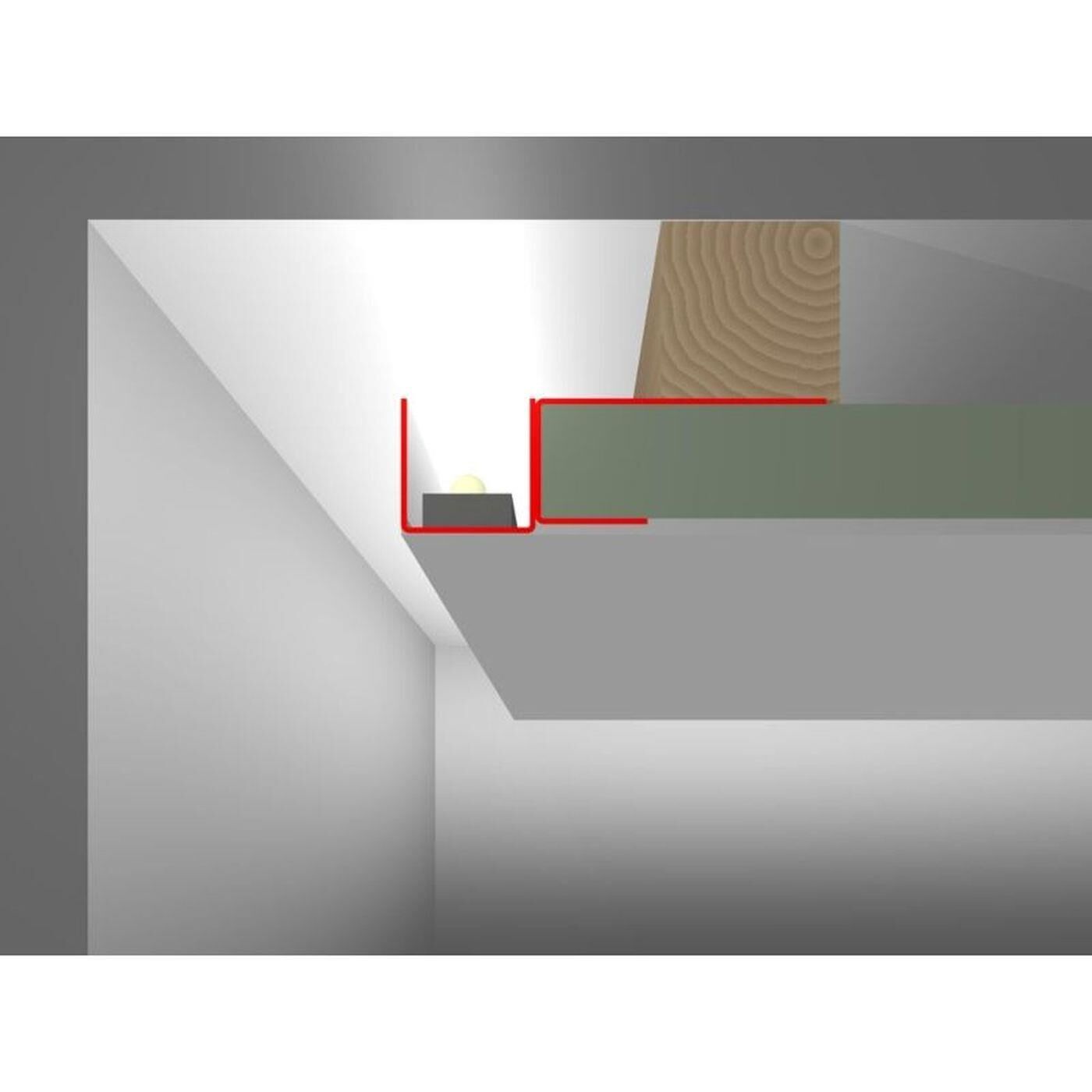 2m LED Trockenbauprofil DSL für schwebende Flächen für Gipskartonplatten Stahl Zinkblech