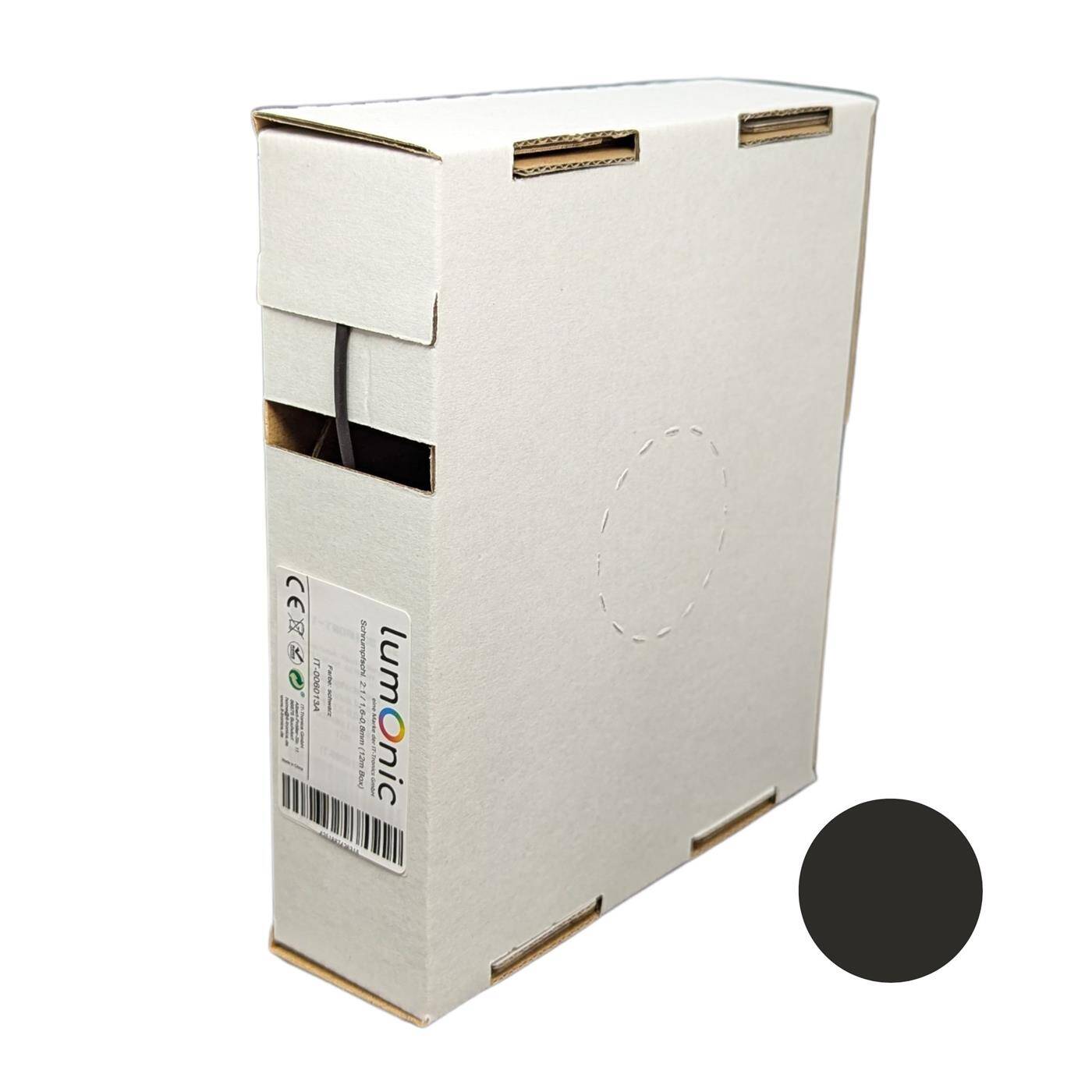 12m Schrumpfschlauch Box 2:1 1,6 -> 0,8mm Schwarz Flexibel