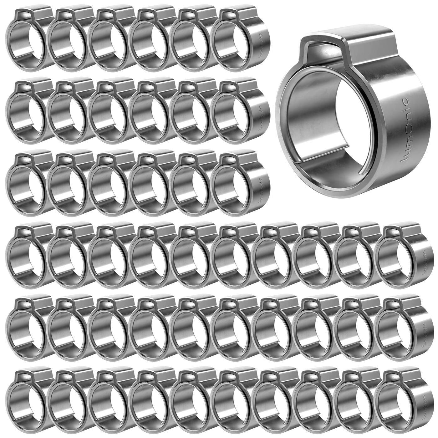 Lumonic I 50x 1-ear clip 9,6-11,3mm I V2A Stainless steel I Single ear clip I Hose clamp I for Compressed air, Pipe systems, Garden, CAR