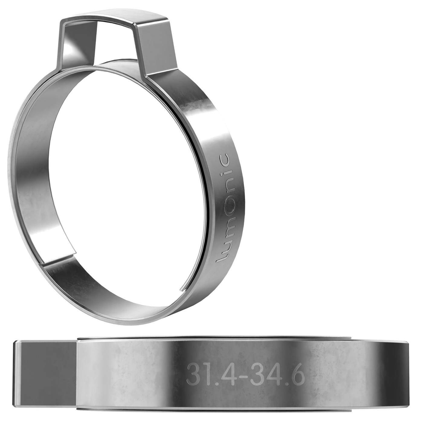 Lumonic I 2x 1-ear clip 31,4-34,6mm I V2A Stainless steel I Single ear clip I Hose clamp I for Compressed air, Pipe systems, Garden, CAR