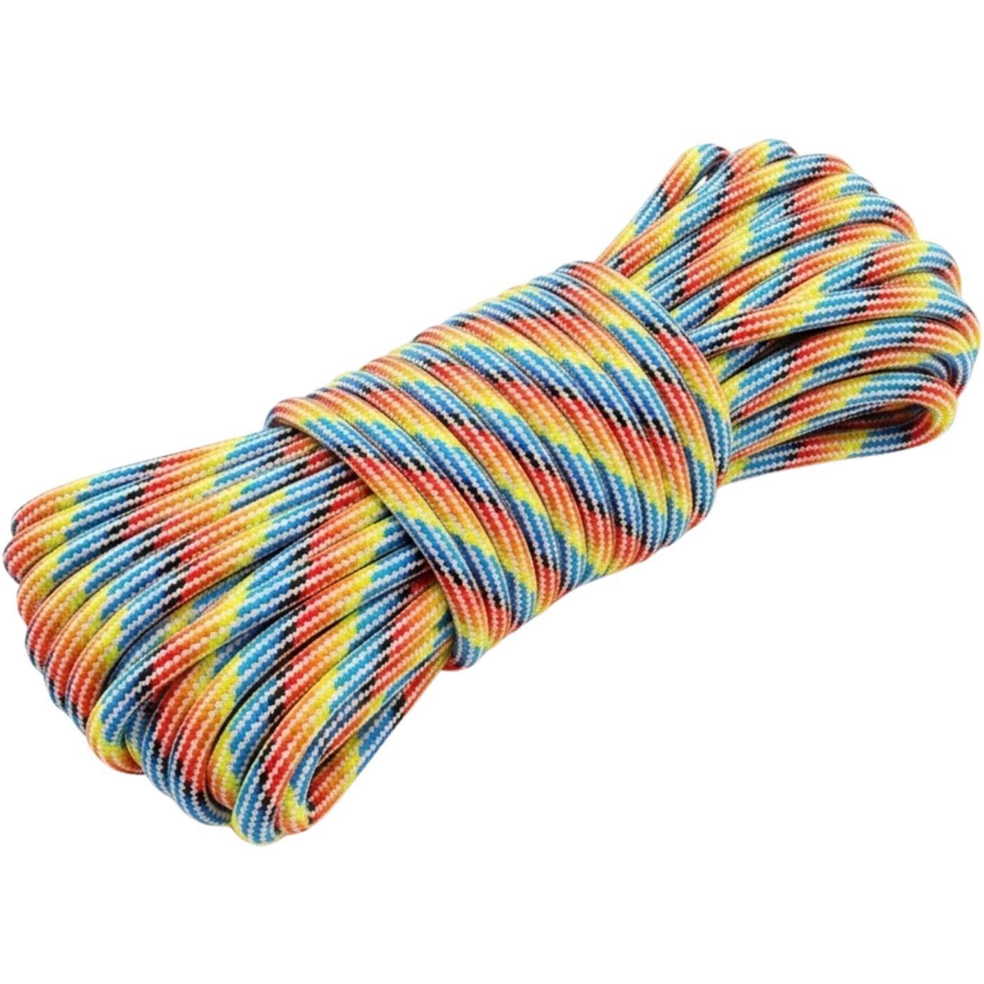 Lumonic 30m Paracord 4mm Camo rainbow | 100% nylon | 7 cores, 32 strand sheath | Max. 125 kg load capacity | dog leash, bracelet, outdoor, bushcraft, tent cord