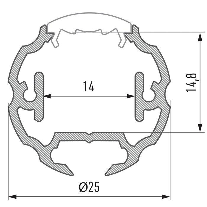 1m LED Profil Cosmo Inox rund 25mm Aluminium Rundprofil für 12mm LED Streifen 1m LED Profil Cosmo Inox rund 25mm Aluminium Rundprofil für 12mm LED Streifen