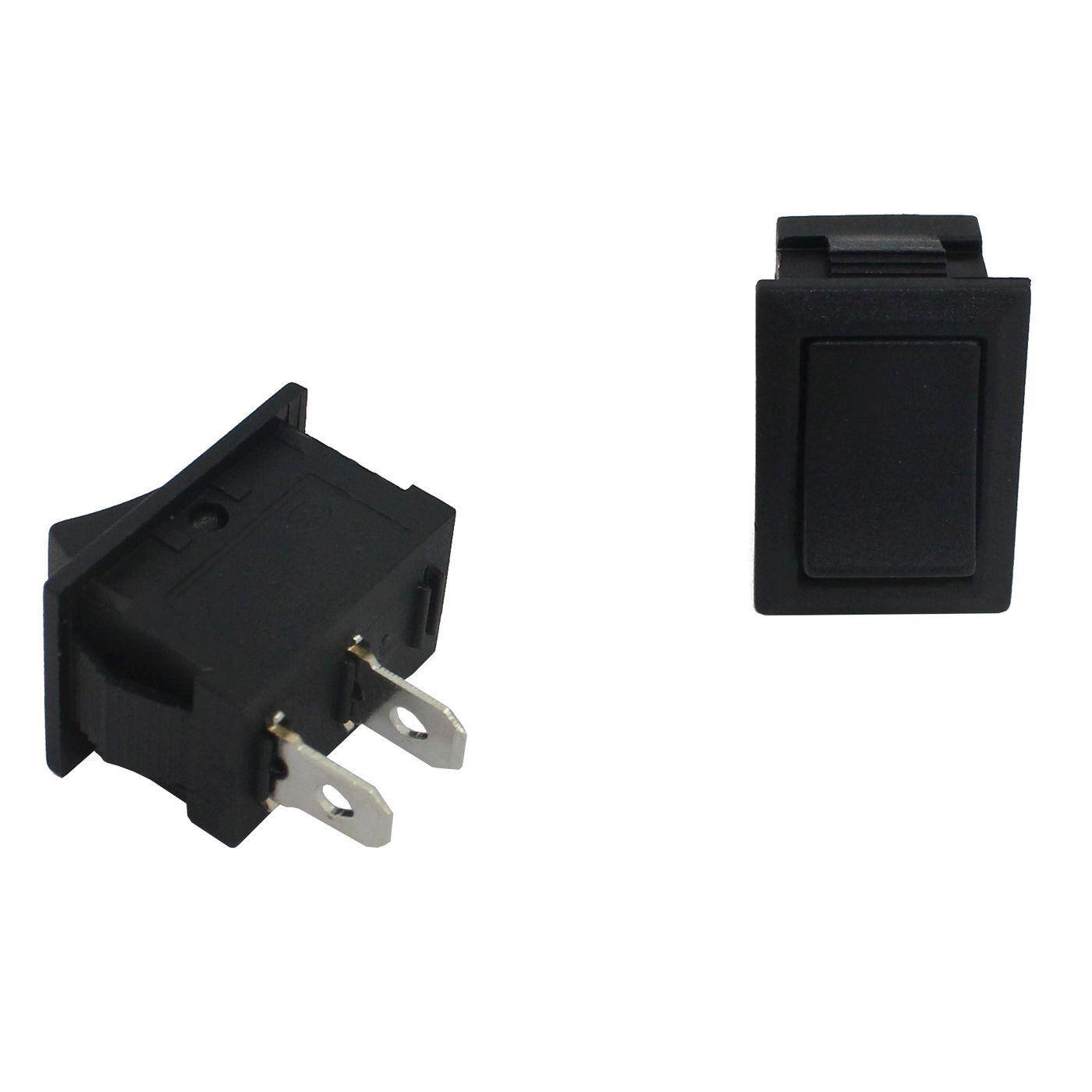 Lumonic 5x Kunststoff Wippschalter Ausschalter 21x15mm in Farbe Schwarz I mit einem 4,8x0,8mm Stecker Flachstecker I Geeignet für 250V 3A