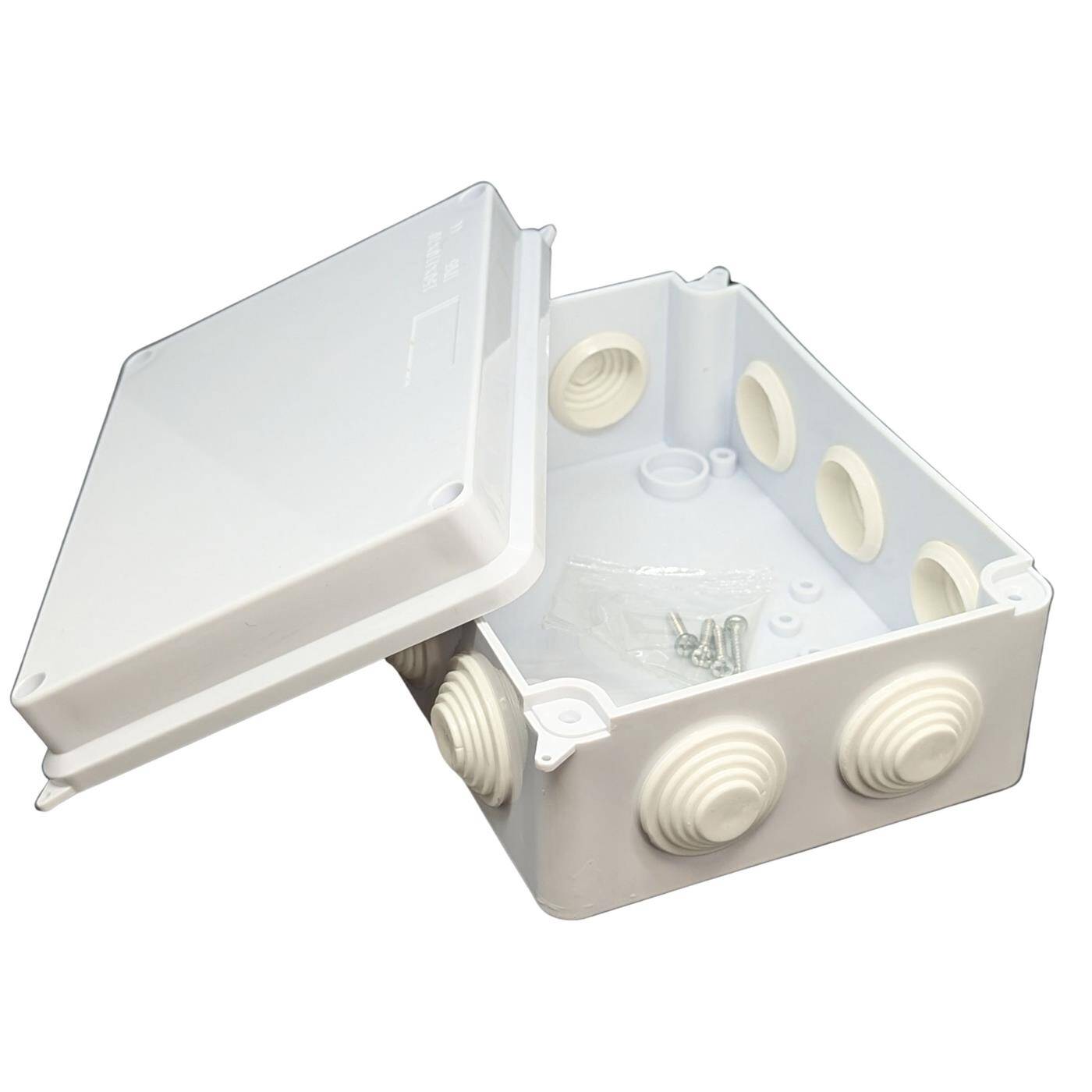 Lumonic Verteilerdose weiß 150x110x70mm mit 10 Öffnungen I Abzweigdose Aufputz - IP65 I Verbindungsdose, Klemmdose, Abzweigkasten für Innen & Außen