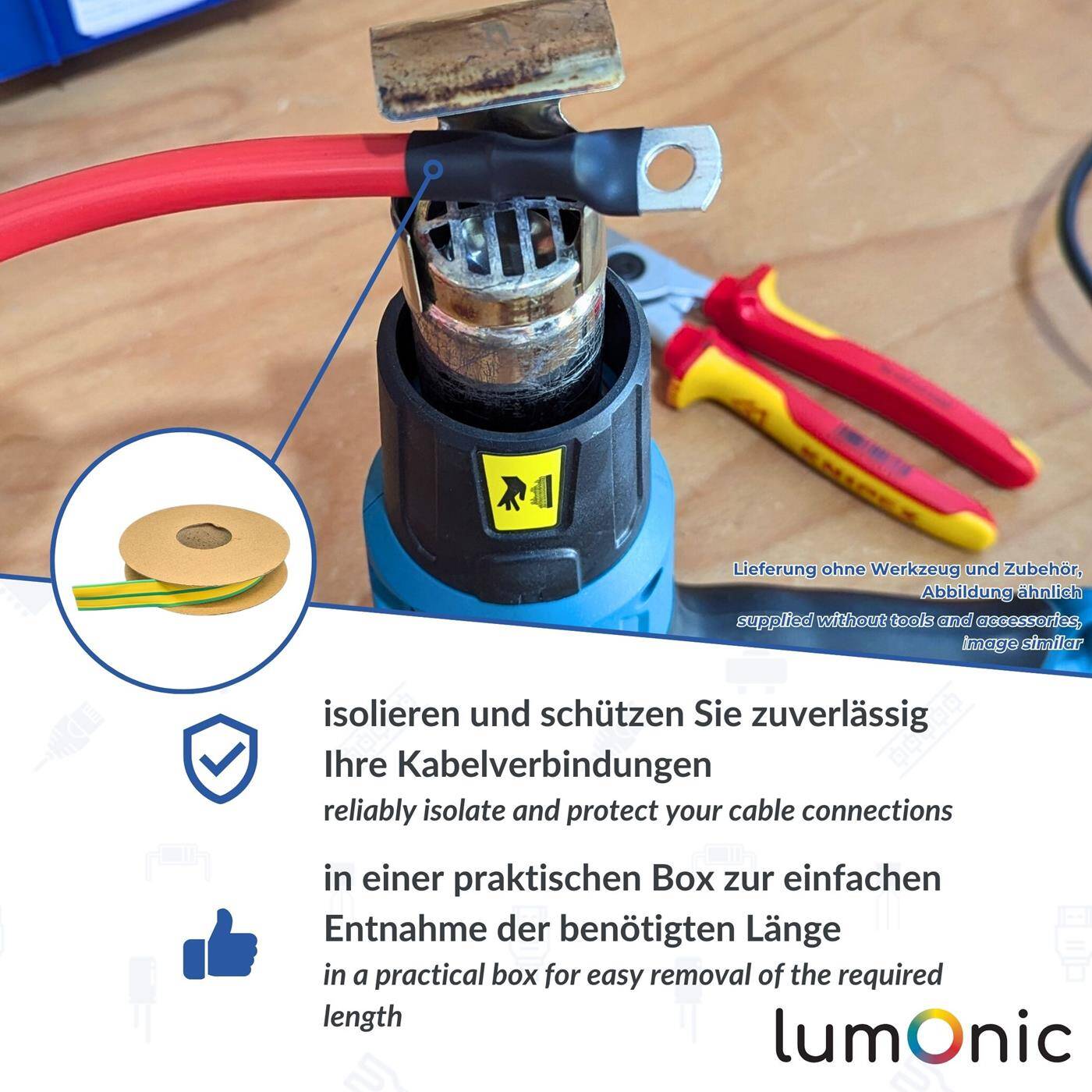 Lumonic 5m Schrumpfschlauch Box 2:1 Gelb - Hier von: 16mm auf 8mm - Dickwandiger Schrumfpschlauch in verschiedenen Größen