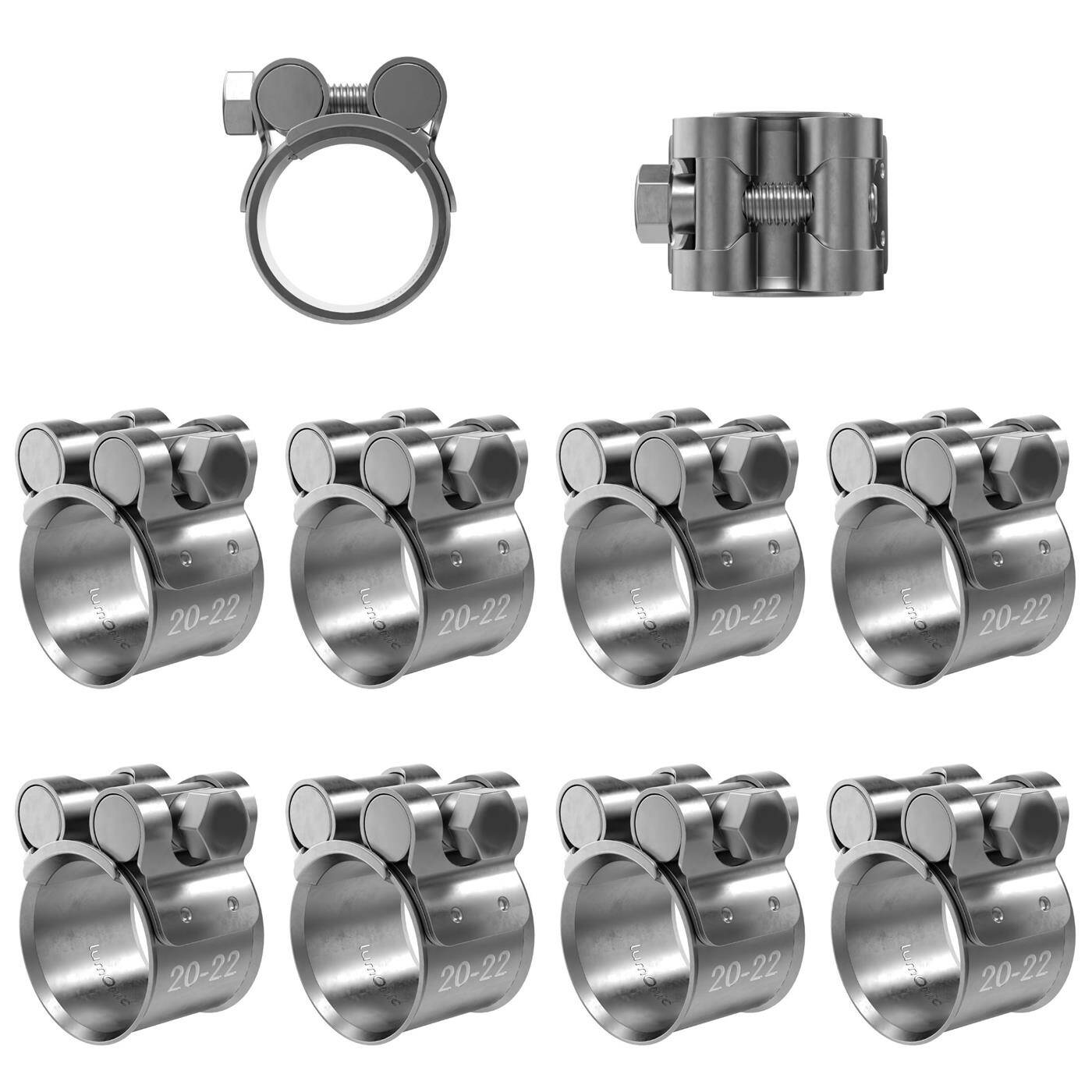 10x Lumonic Gelenkbolzenschelle Edelstahl 20-22mm V2A Auspuffschelle für Bau PKW LKW