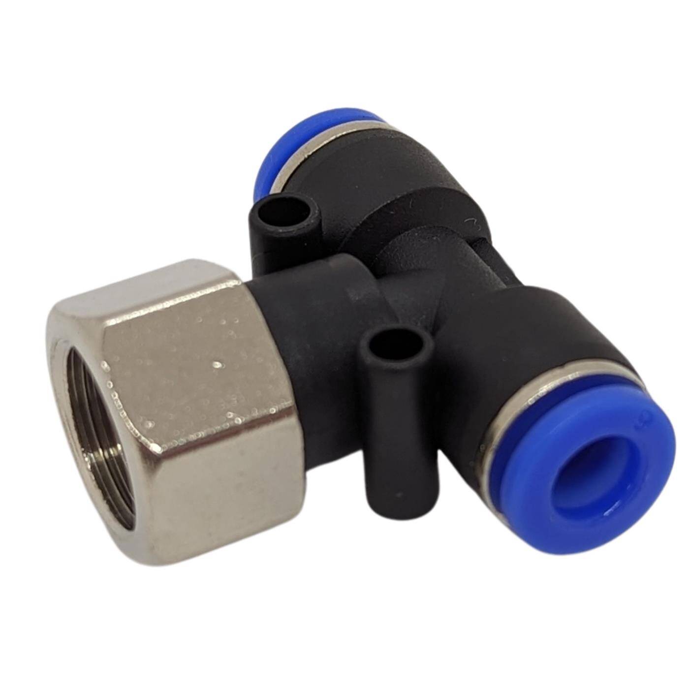 PU hose T-connector fitting with female thread 6mm*1/4inch T-piece Push-in Pneumatic plug connector T-distributor Compressed air