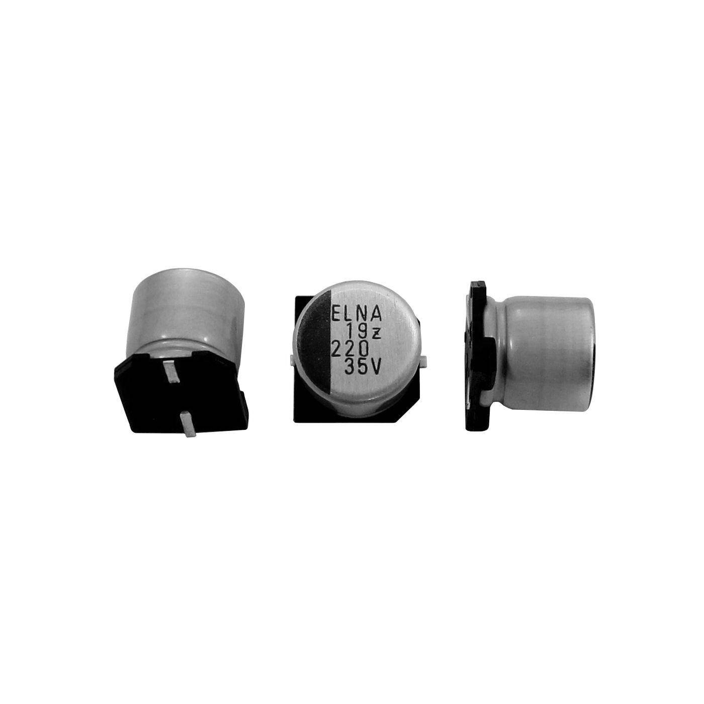 SMD Elko Kondensator 220µF 35V | Elektrolytkondensator bis zu einer Temperatur von 105°C | 10x10mm | 220uF RVZ-35V221MH10TQ-R2 Elna