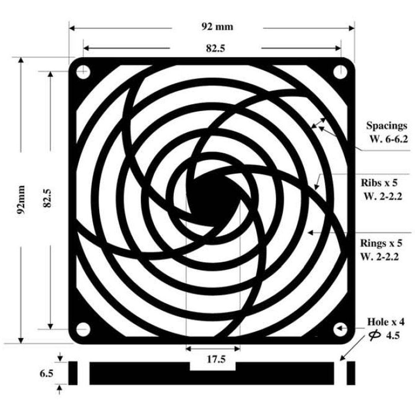 Lüftergitter + Staubfilter 92x92mm 45ppi 3-teilig Wechselfilter