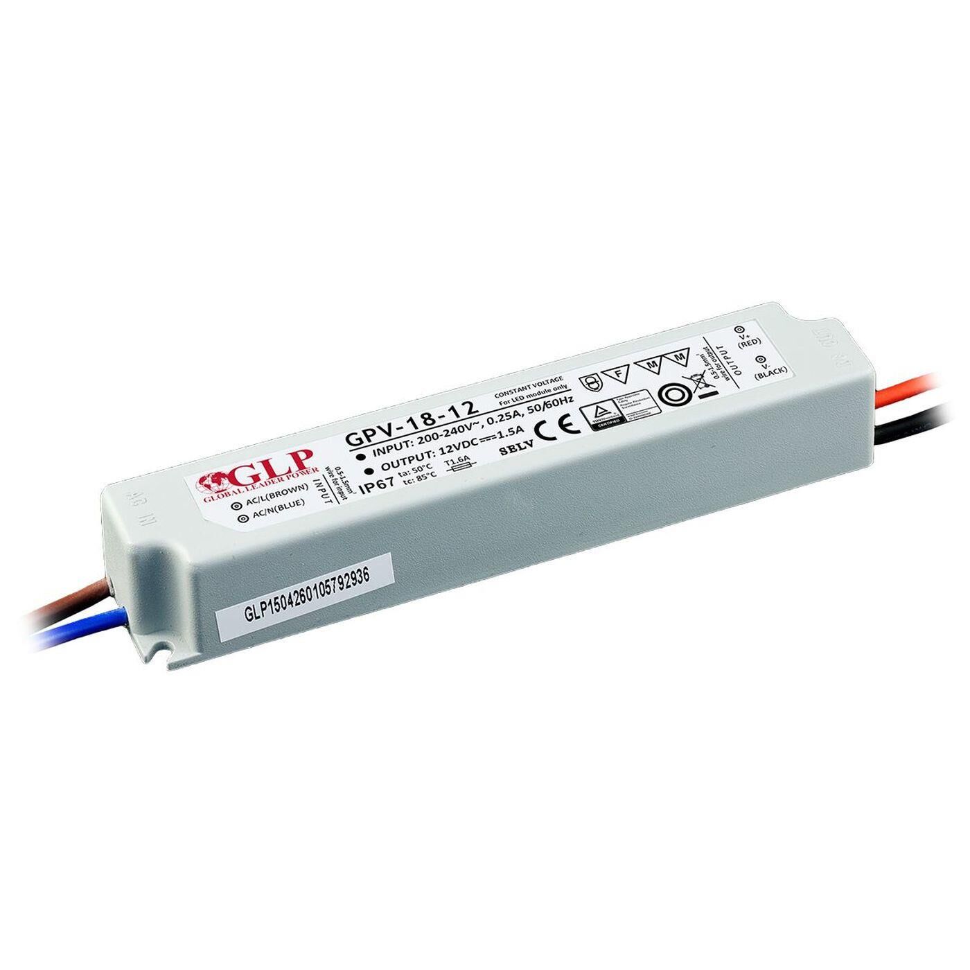 GPV-18-12 18W 12V 1,5A LED power supply Transformer Driver IP67