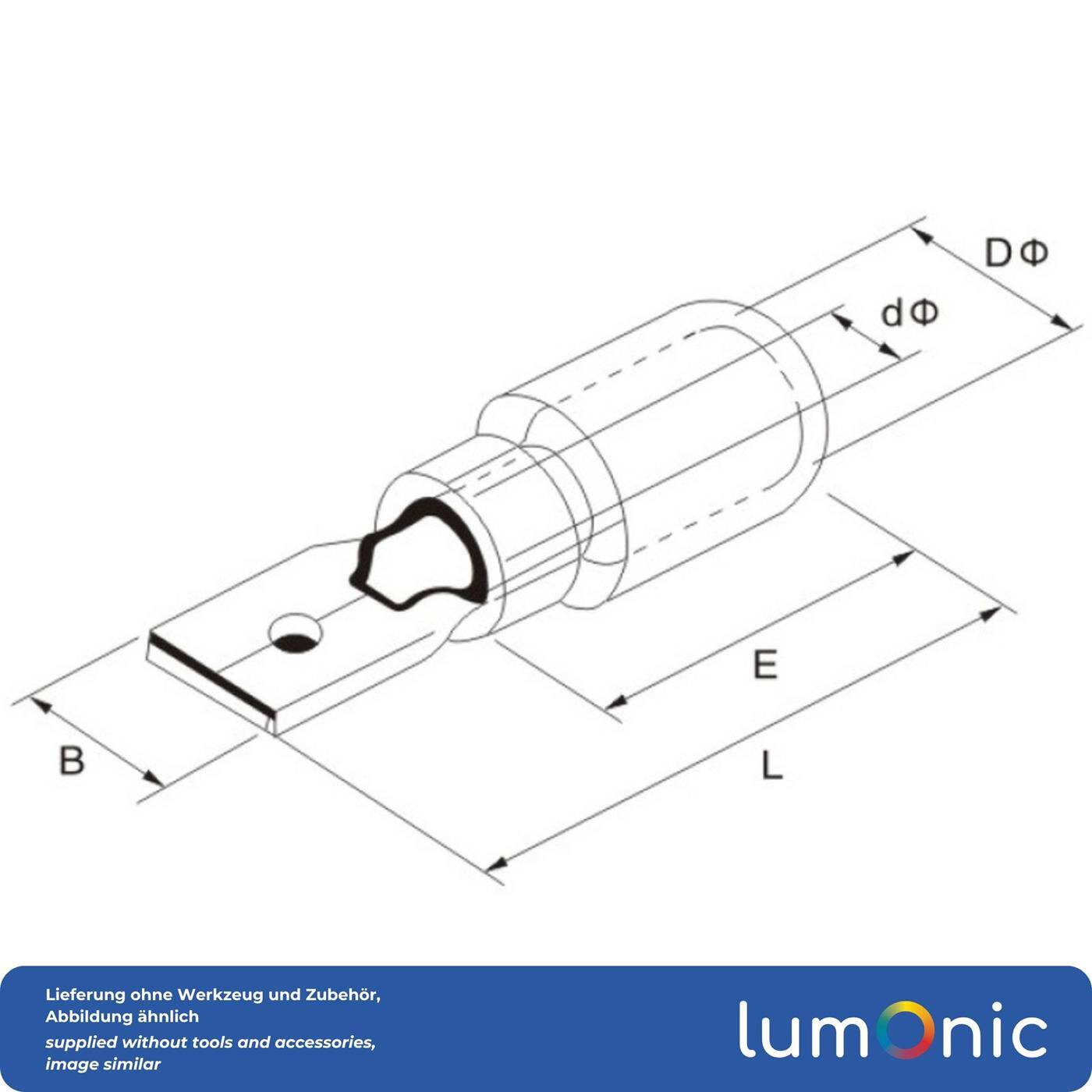 Lumonic 25x Flachstecker 4-6mm² Gelb | für Flachsteckhülse 0,8 x 6,4mm | teilisoliert | Kabelverbinder ohne Löten | Messing verzinnt | KFZ, Maschinenbau