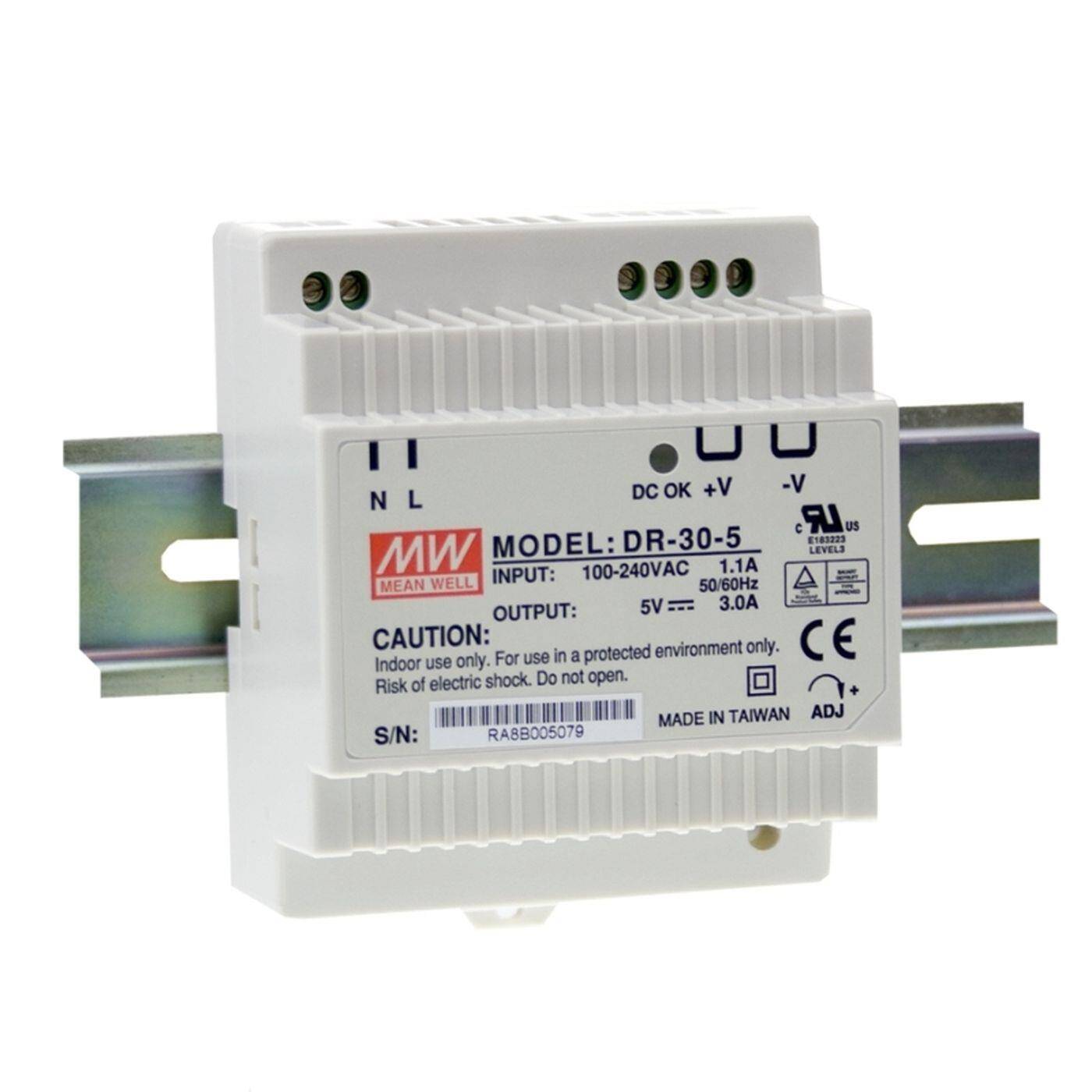 MEAN WELL DR-30-5 15W 5V 3A Din Rail power supply DIN-RAIL