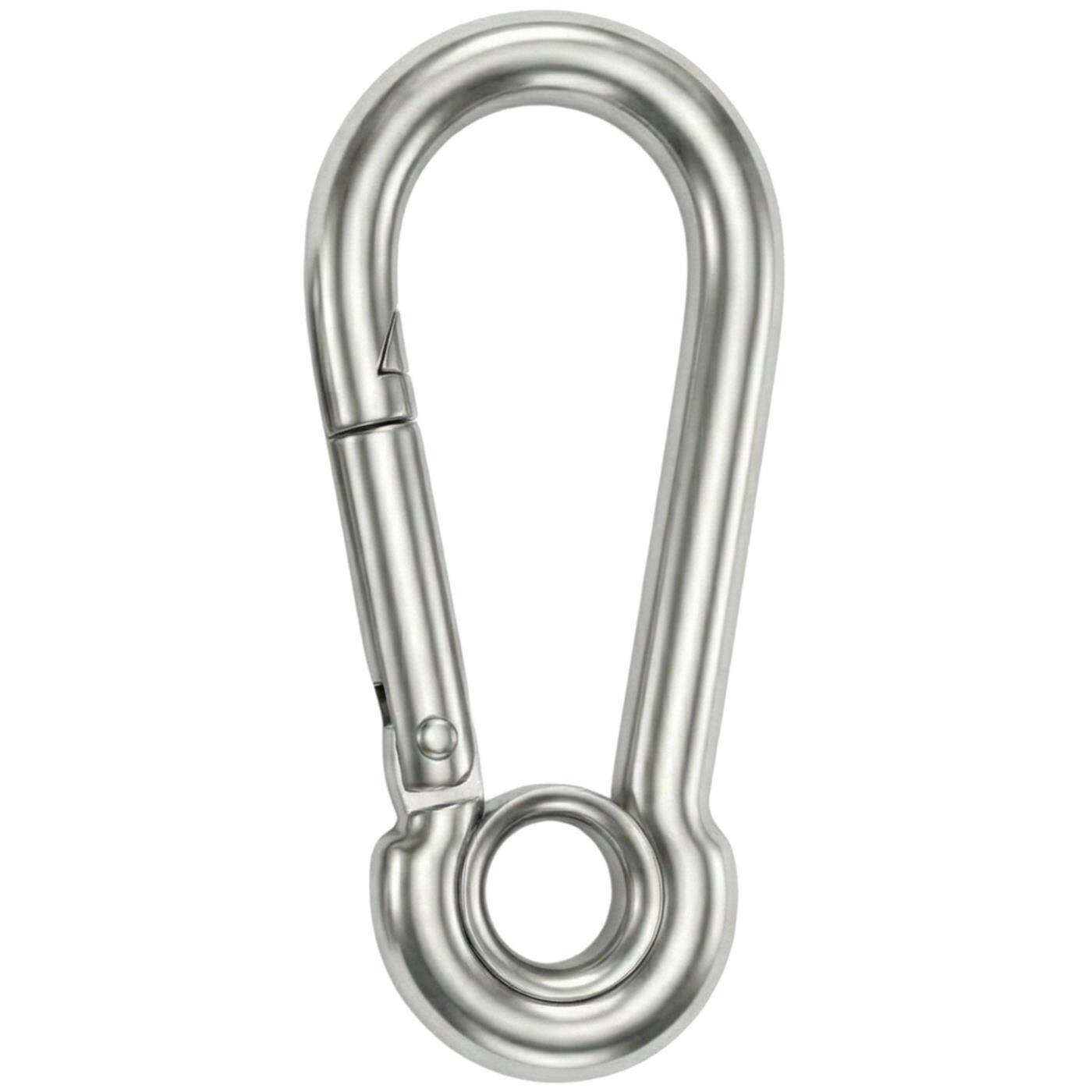 Karabiner mit Auge V4A Edelstahl 5x50mm Rostfrei & Seewasserfest verhindert lästiges Verdrehen für Sonnensegel Hängematte Hund Camping