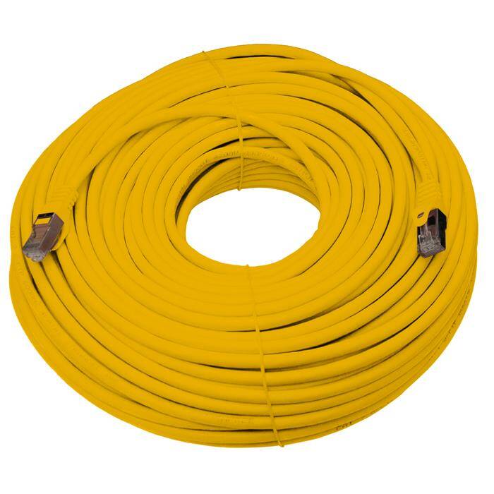 50m RJ-45 Network cable Patch cable CAT7 Yellow S/FTP Ethernet DSL LAN CAT.7