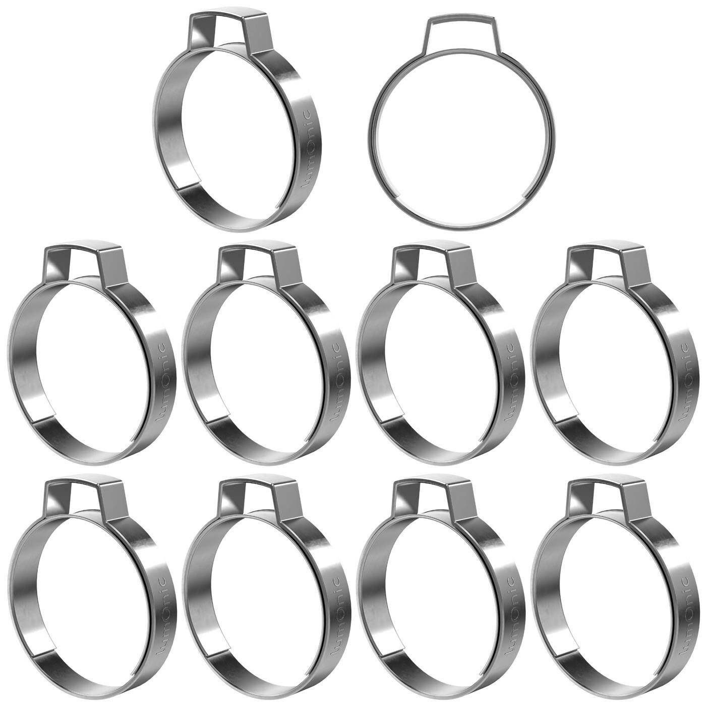 Lumonic I 10x 1-ear clip 31,4-34,6mm I V2A Stainless steel I Single ear clip I Hose clamp I for Compressed air, Pipe systems, Garden, CAR