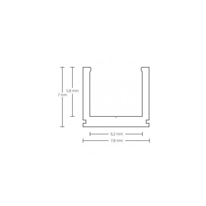 2m LED Profil PO18 Silber 7,8x7mm Aluminium Aufbauprofil für 6mm LED Streifen