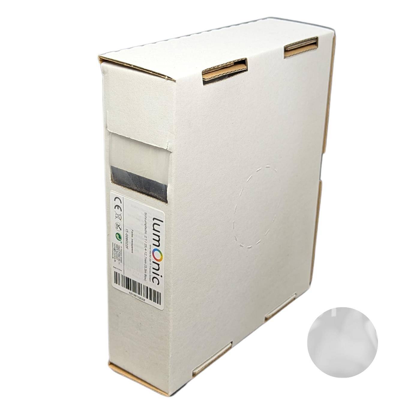3,3m Schrumpfschlauch Box 2:1 25,4 -> 12,7mm Transparent Flexibel